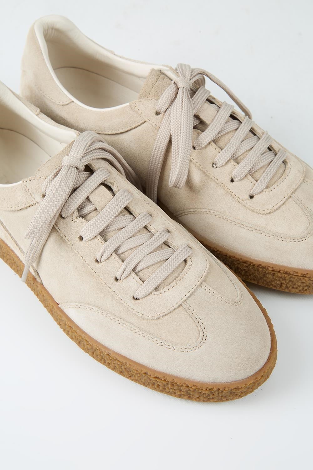 Krahe Palminteri Erkek Hakiki Deri Bağcıklı Bej Sneakers