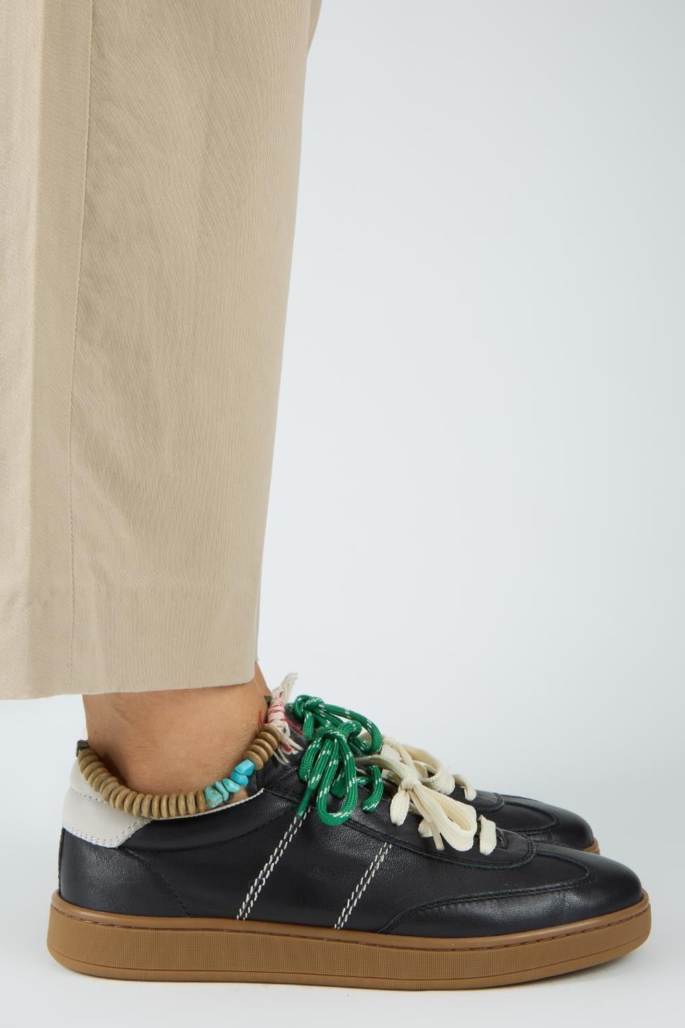 Krahe Pesci Kadın Hakiki Deri Üç Ayrı Alternatif Bağcıklı Siyah Sneakers