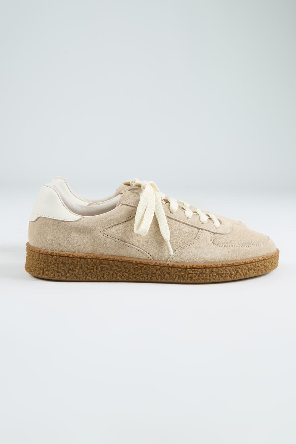 Krahe Sunny Erkek Hakiki Deri Bağcıklı Bej-Ekru Sneakers