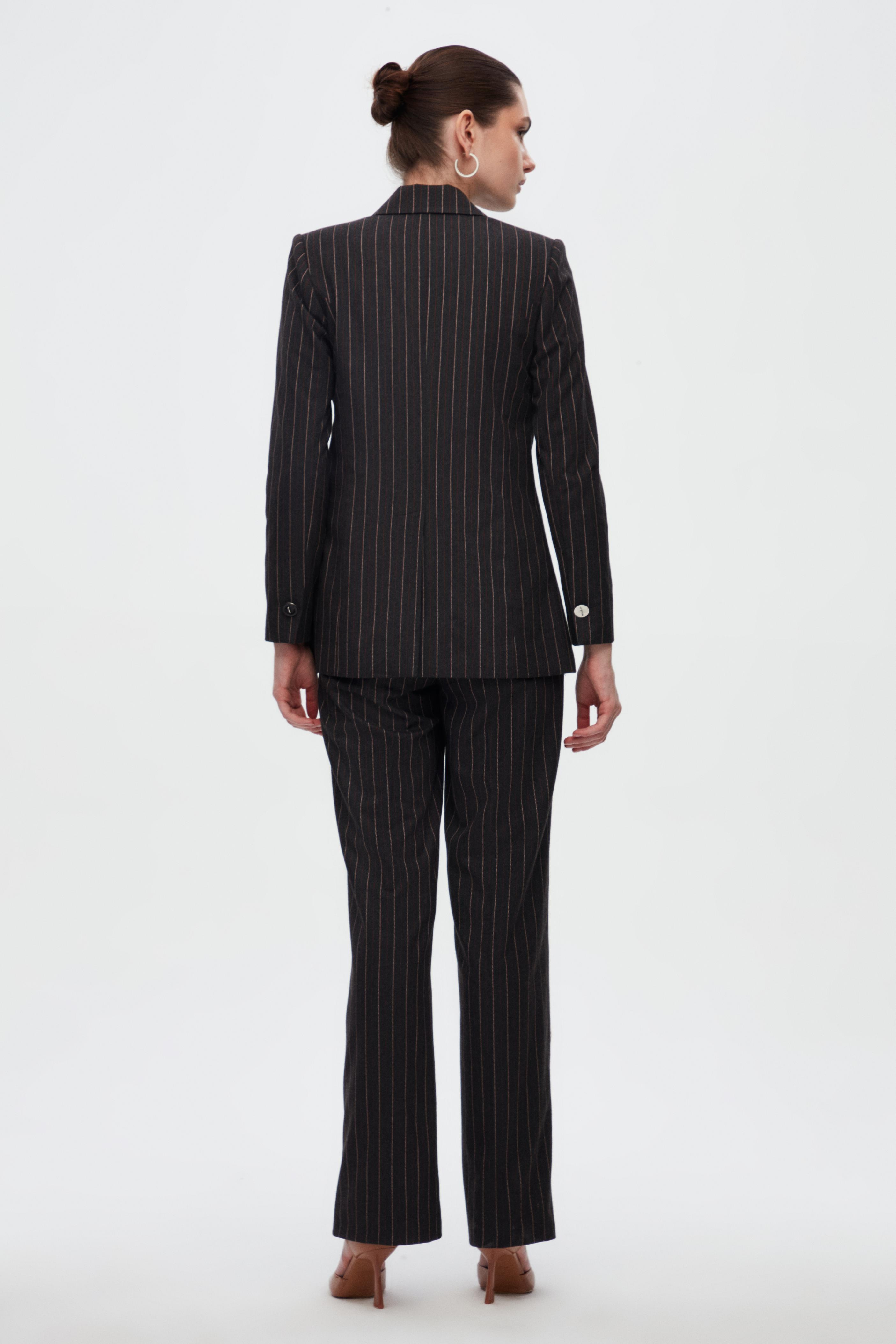 ÇİZGİLİ KRUVAZE BLAZER TAKIM