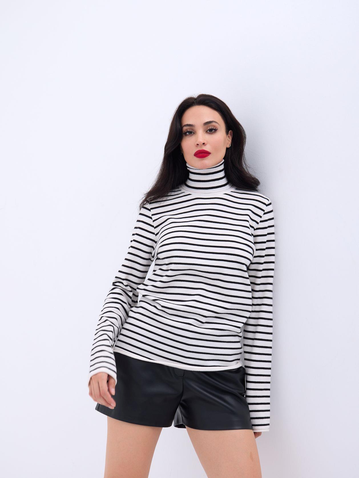 4213 TRİKO ÇİZGİLİ BALIKÇI SALAŞ-EKRU-SİYAH