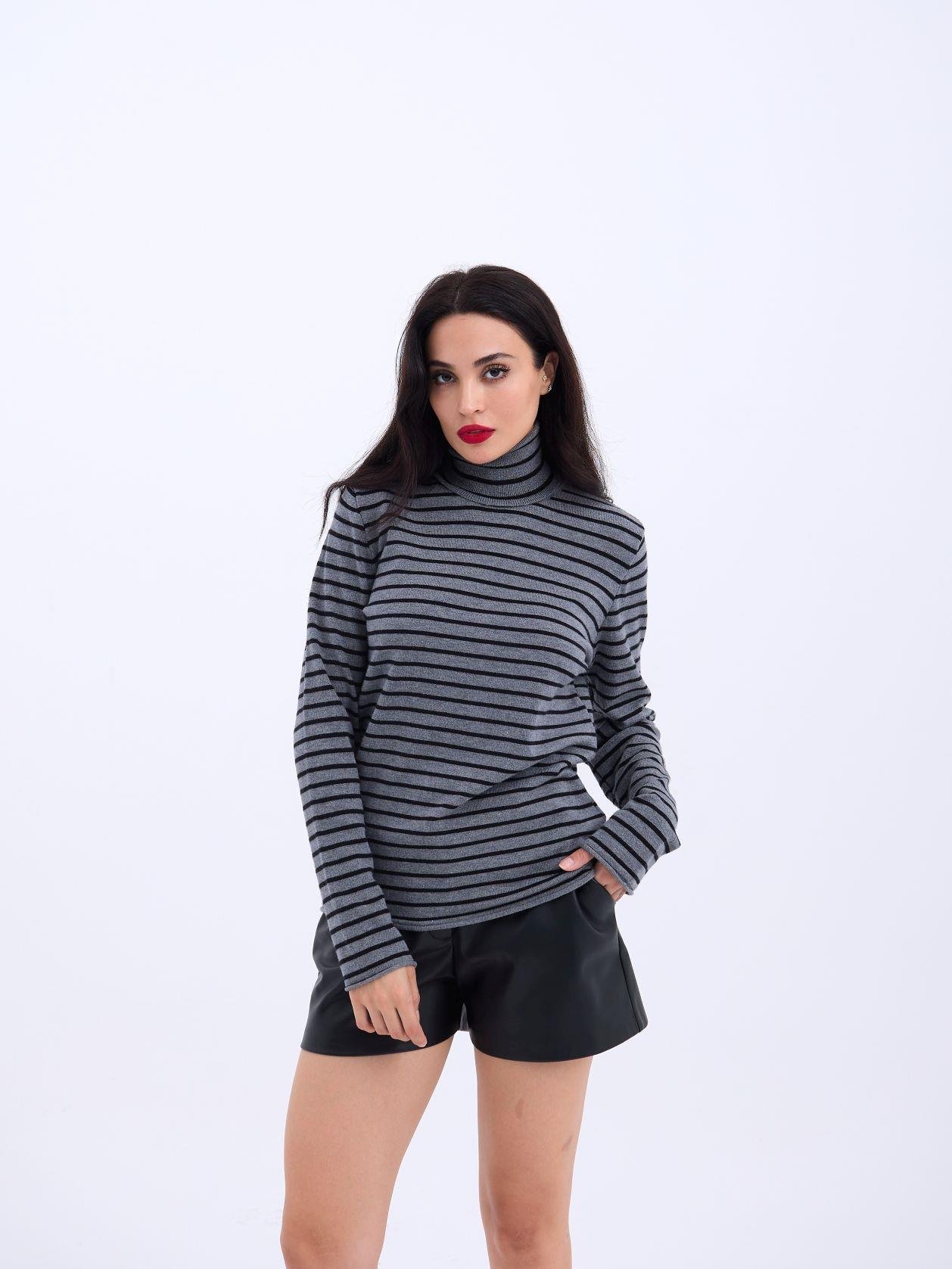 4213 TRİKO ÇİZGİLİ BALIKÇI SALAŞ-GRİ-SİYAH