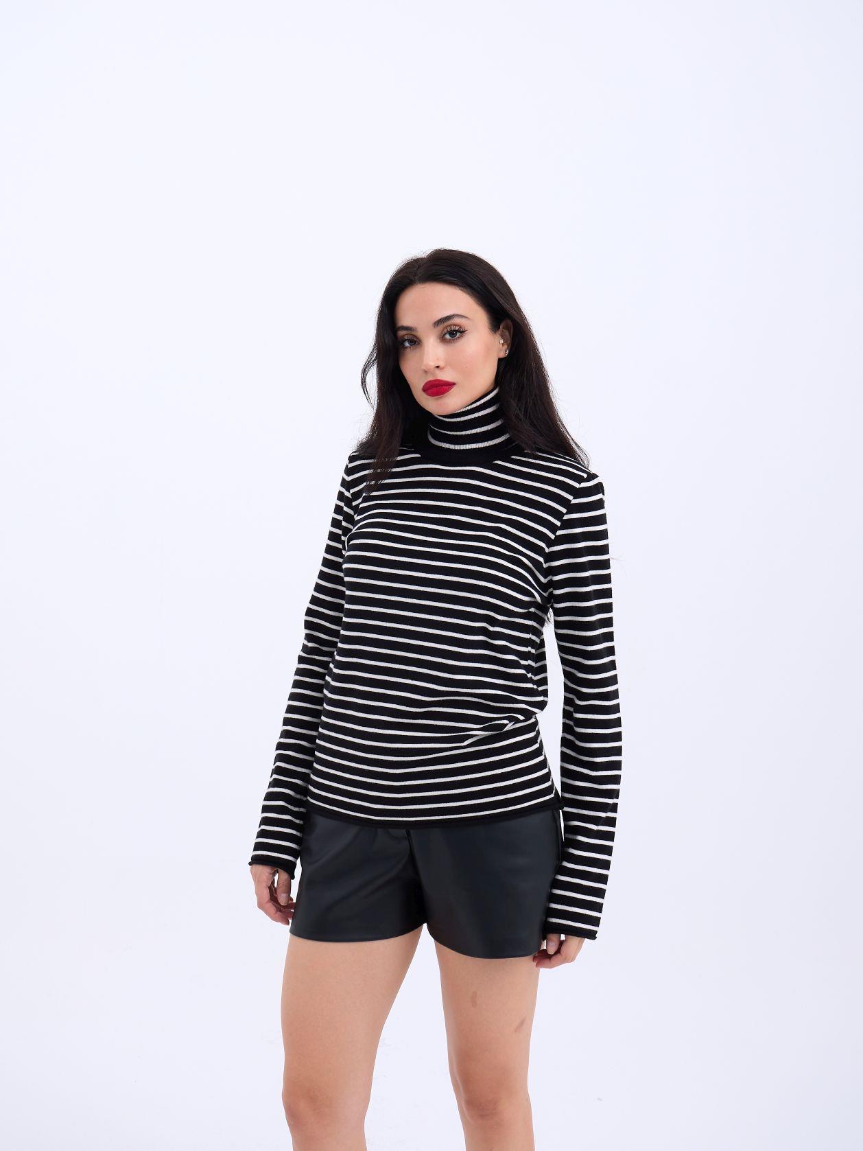 4213 TRİKO ÇİZGİLİ BALIKÇI SALAŞ-SİYAH-EKRU