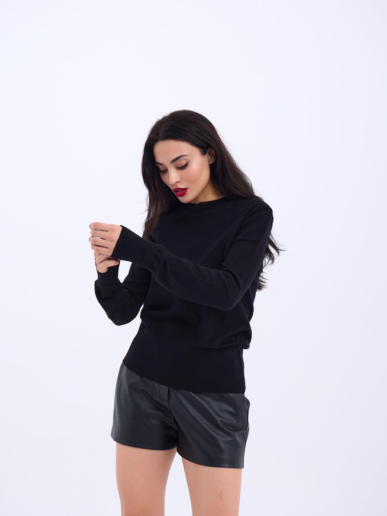 4217 TRİKO BASİC KAZAK-SİYAH