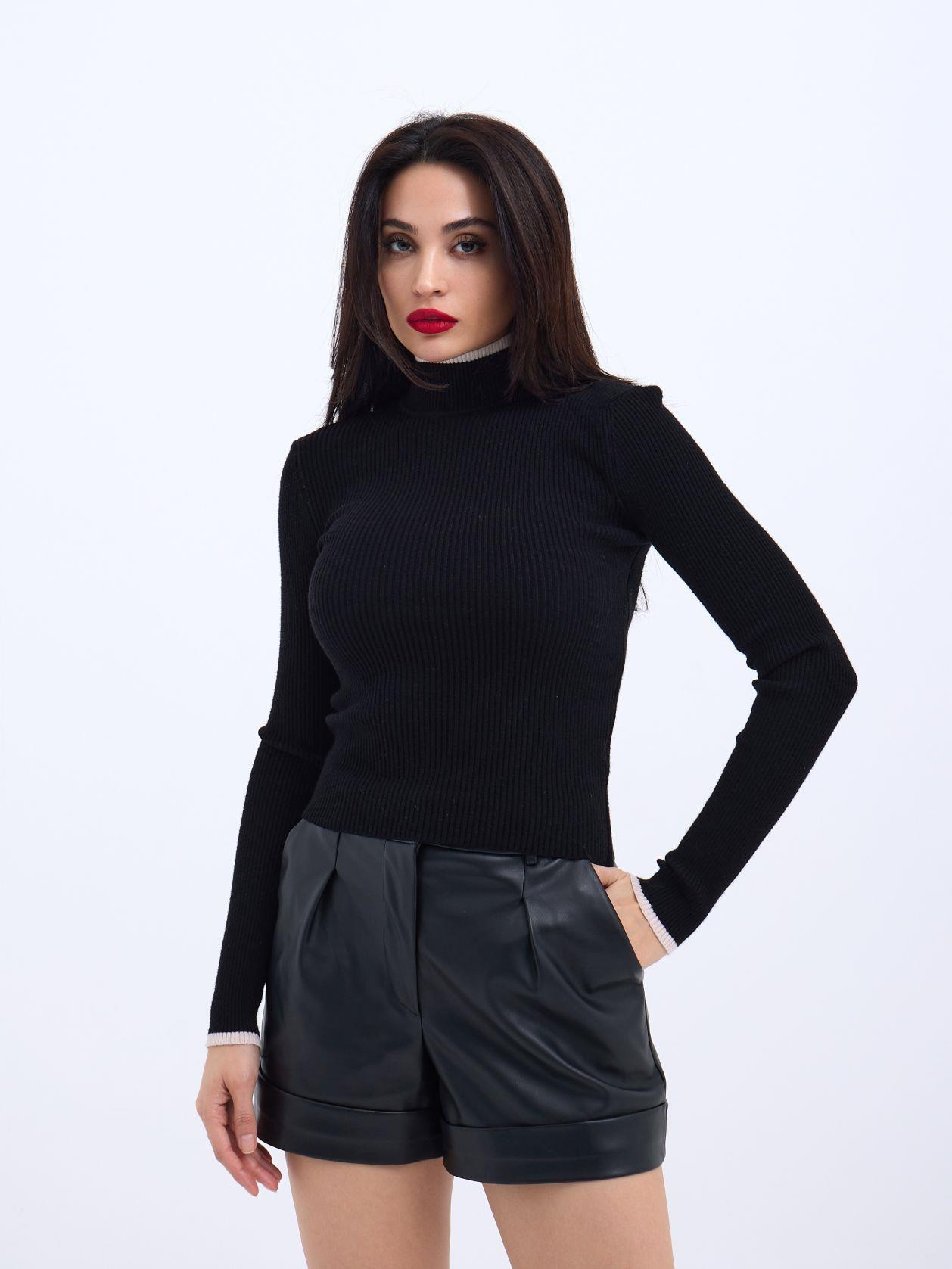 42251 TRİKO BALIKÇI FİTİLLİ KAZAK-SİYAH-EKRU