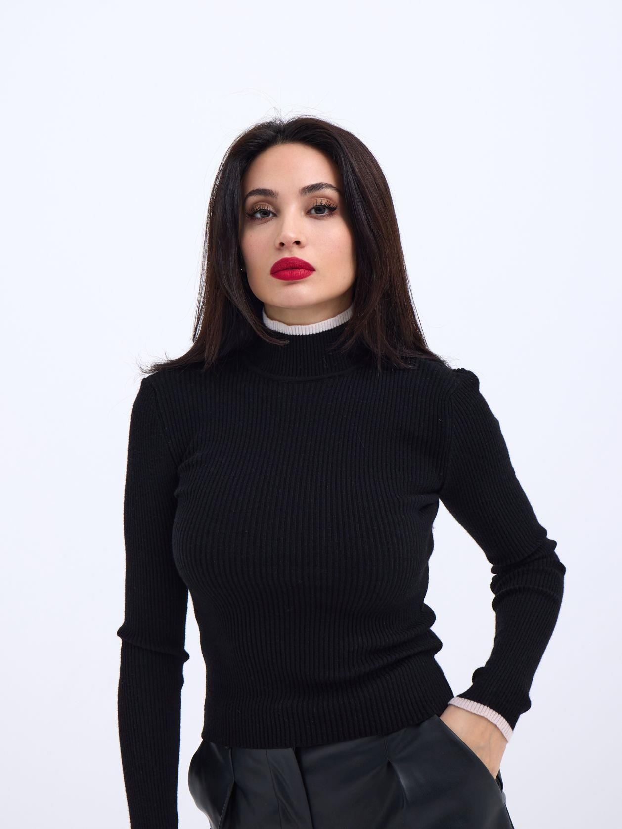 42251 TRİKO BALIKÇI FİTİLLİ KAZAK-SİYAH-EKRU