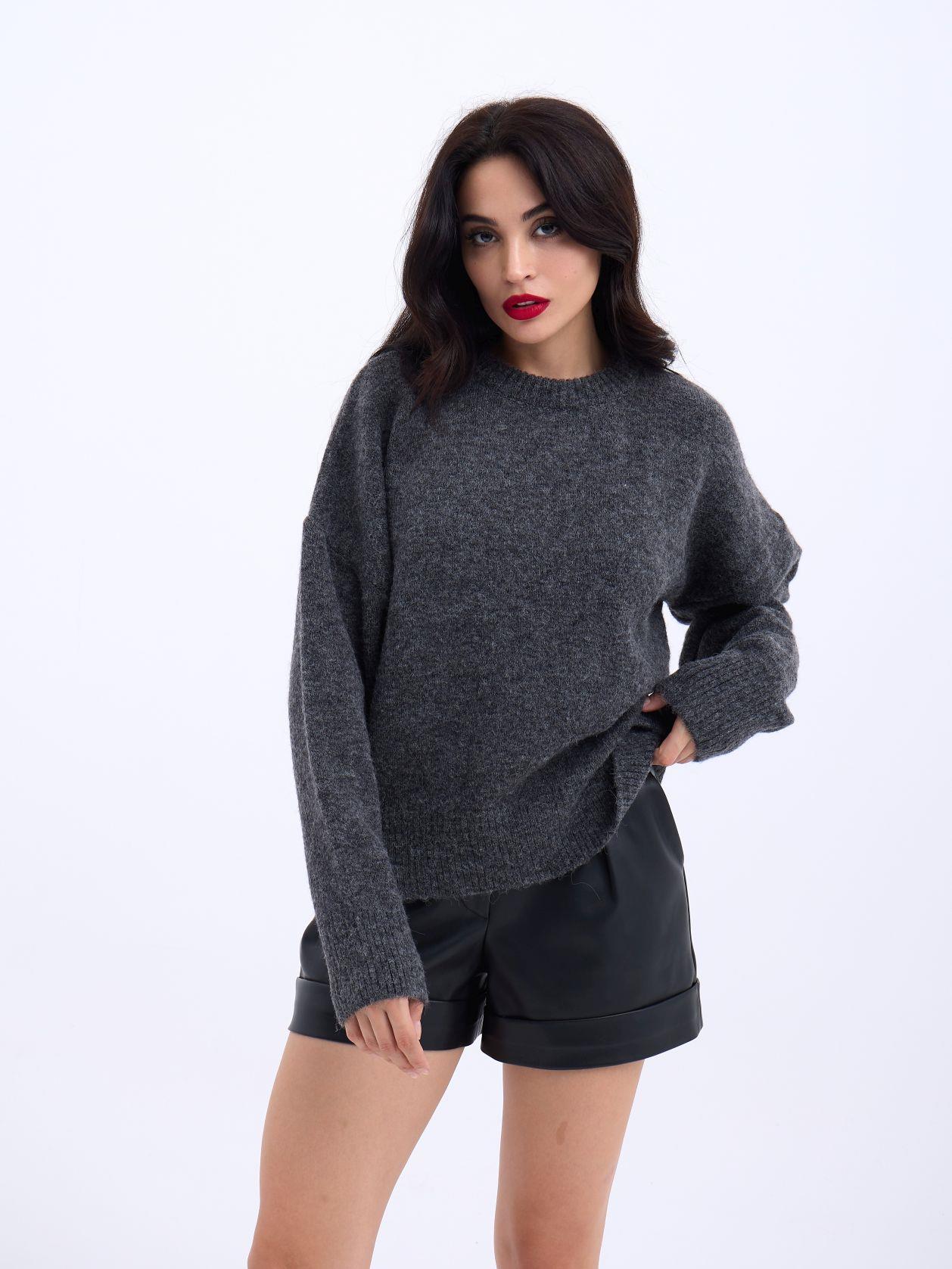 43031 TRİKO YARIM BALIKÇI KISA KAZAK-ANTRASİT