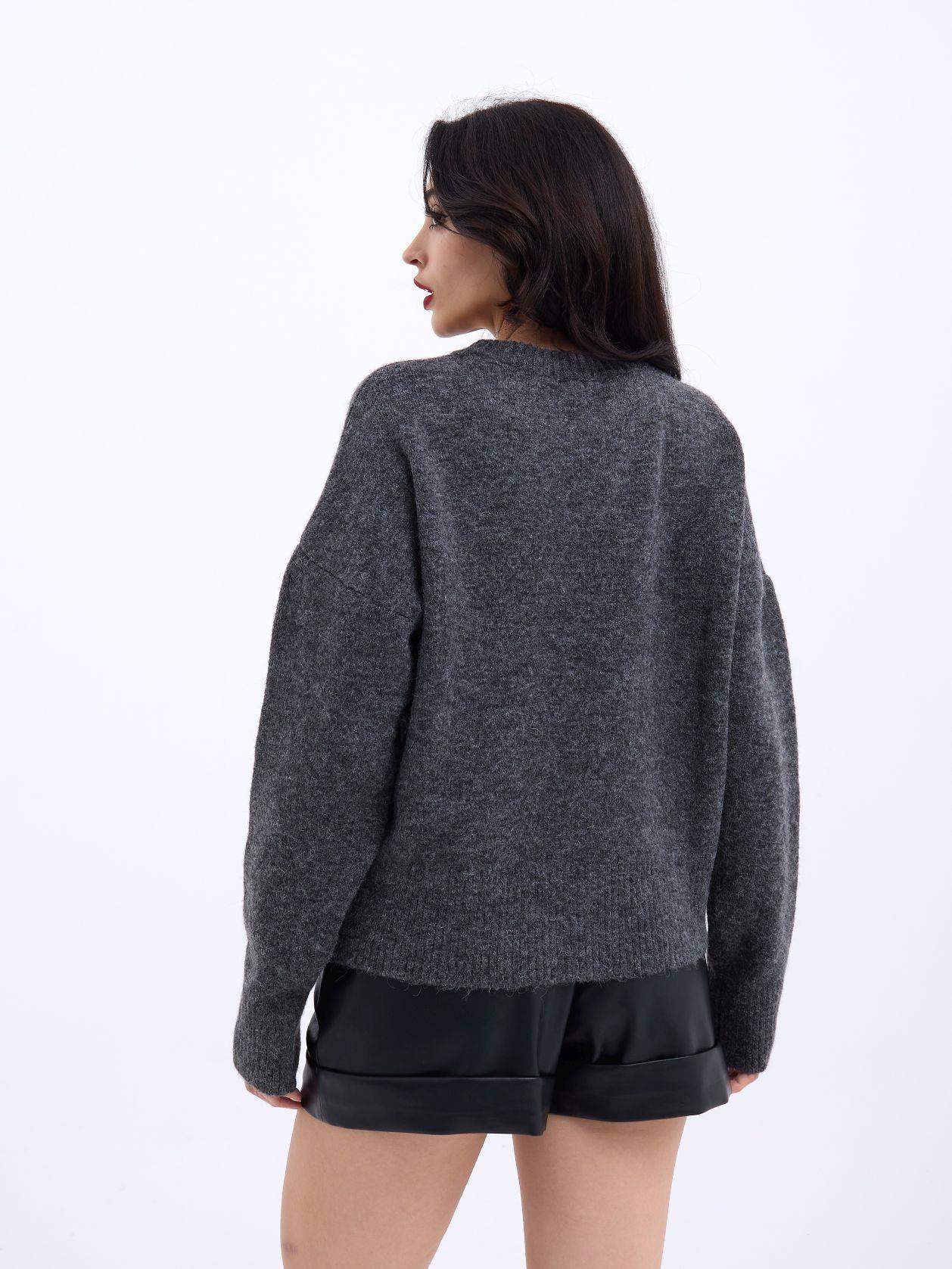 43031 TRİKO YARIM BALIKÇI KISA KAZAK-ANTRASİT