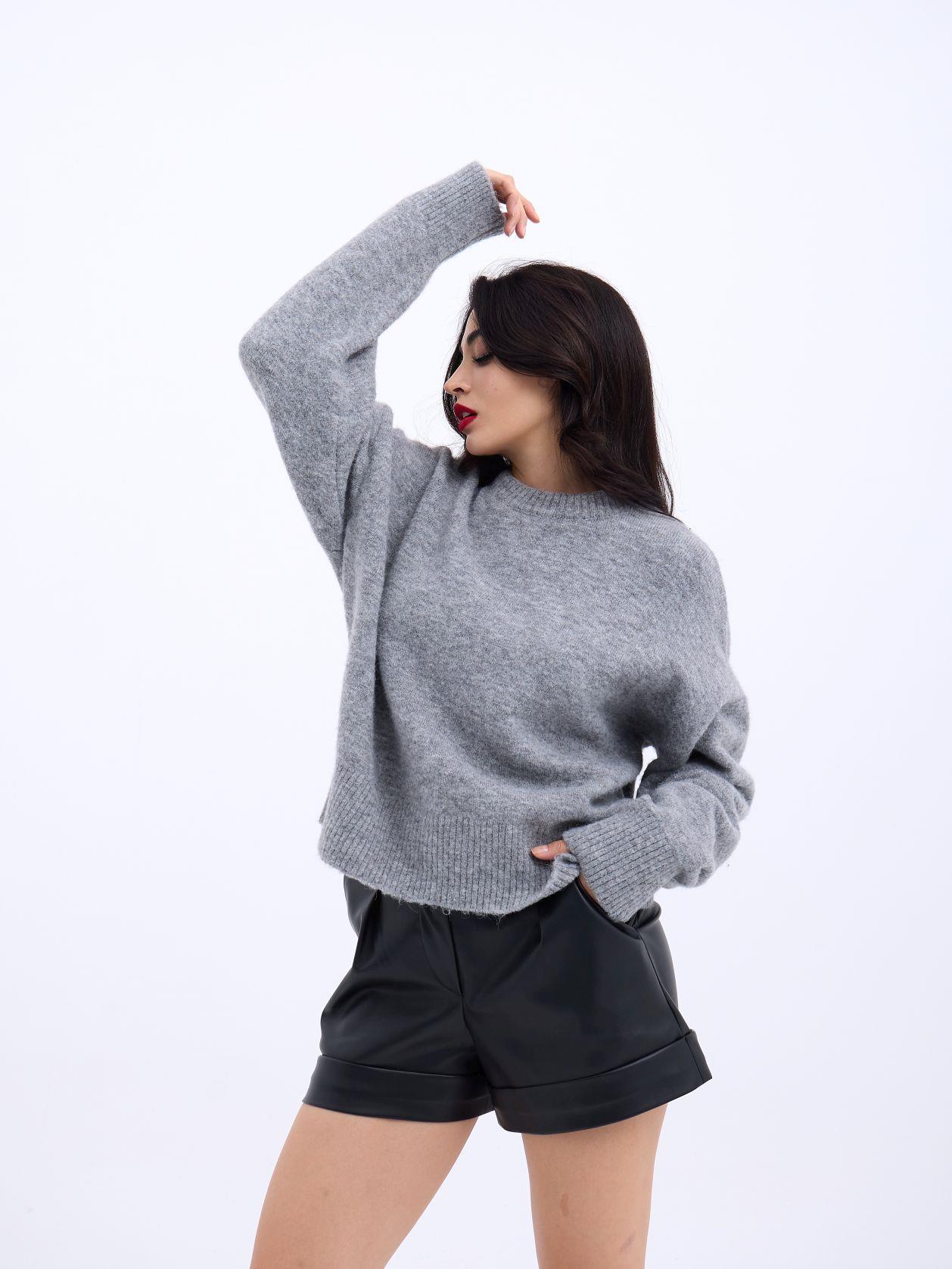 43031 TRİKO YARIM BALIKÇI KISA KAZAK-GRİ