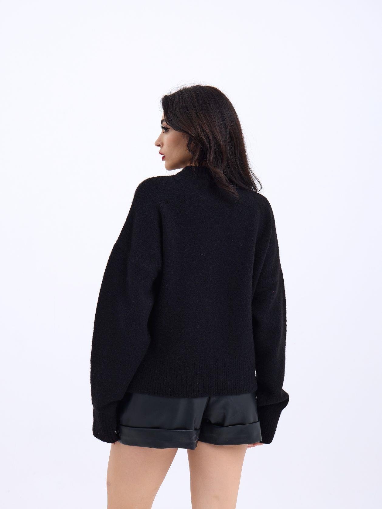 43031 TRİKO YARIM BALIKÇI KISA KAZAK-SİYAH