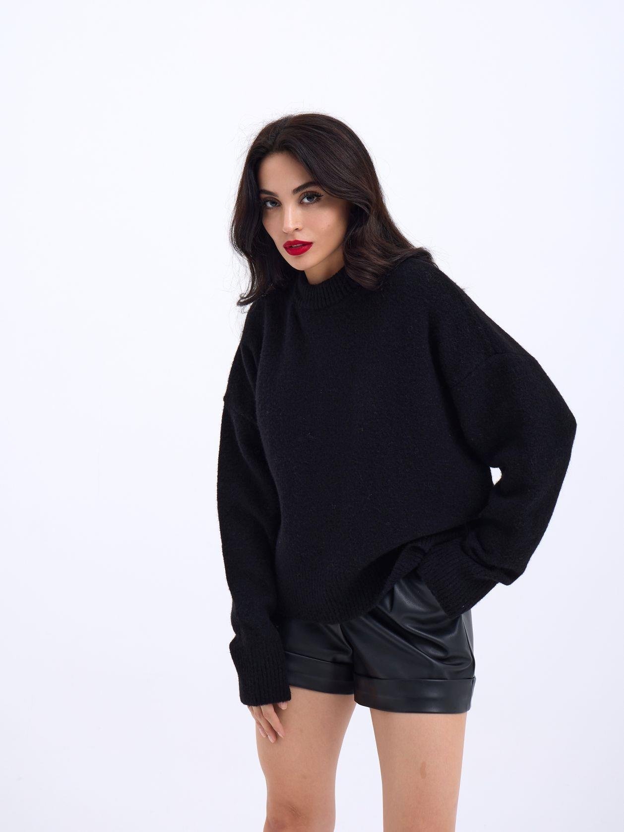 43031 TRİKO YARIM BALIKÇI KISA KAZAK-SİYAH