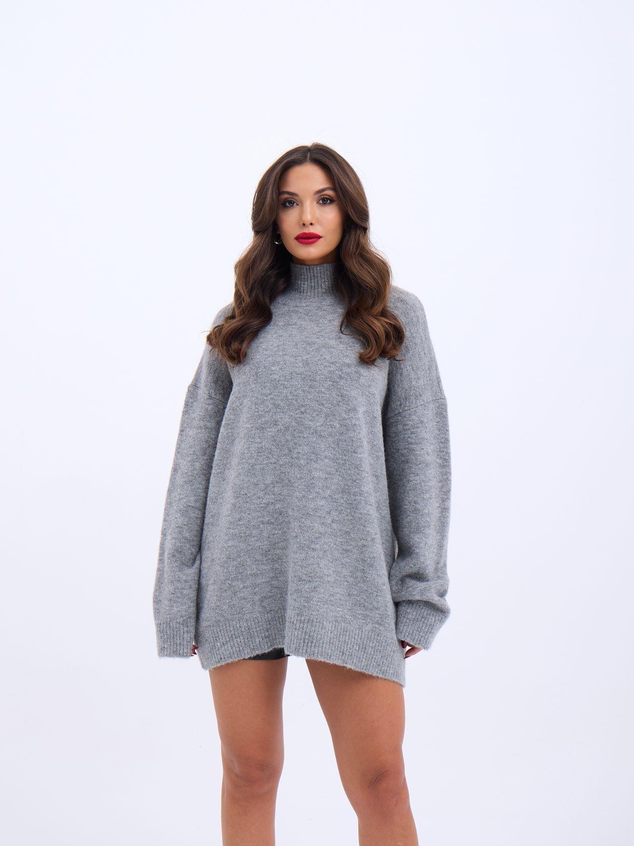 43061 TRİKO YARIM BALIKÇI KAZAK-GRİ