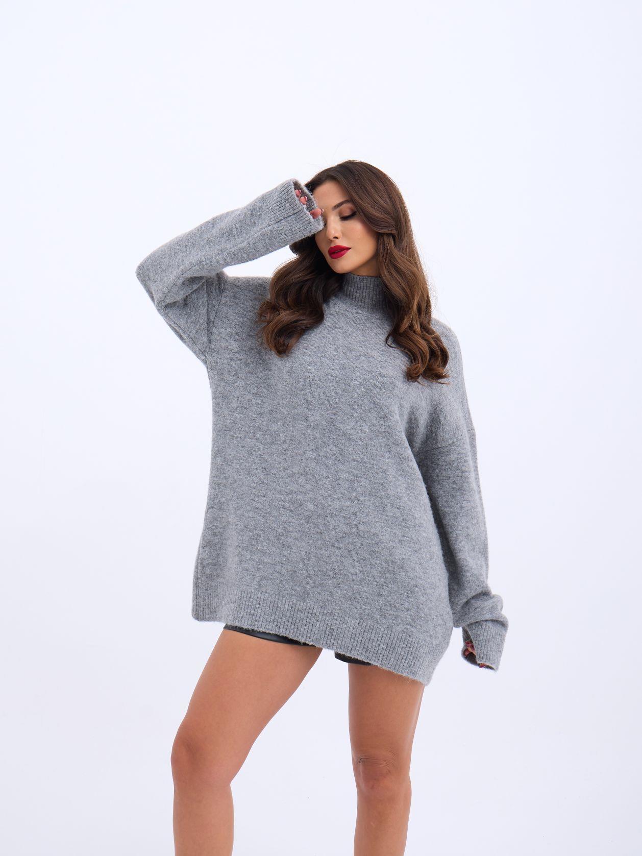 43061 TRİKO YARIM BALIKÇI KAZAK-GRİ