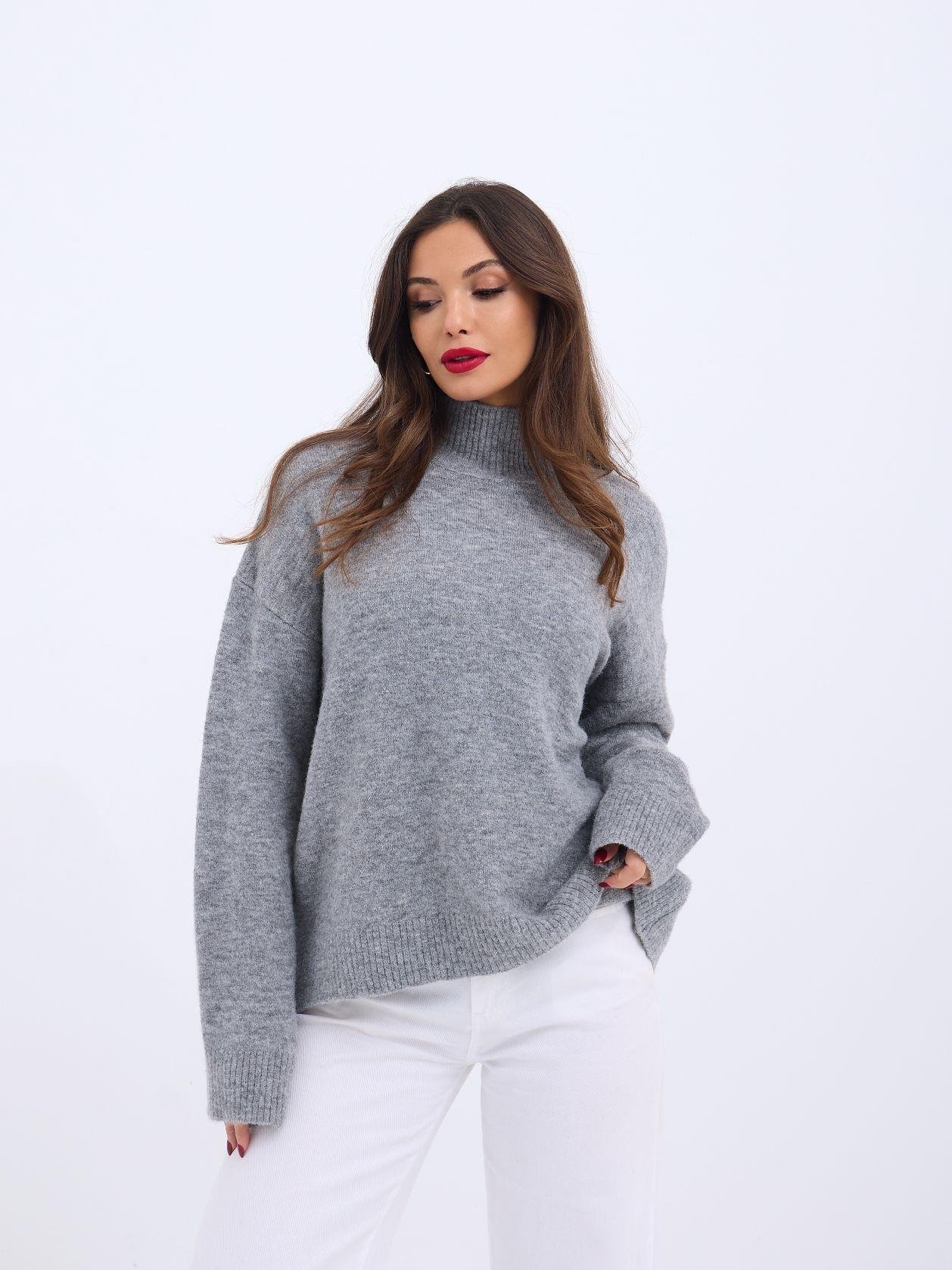 43081 TRİKO YARIM BALIKÇI SALAŞ KAZAK-GRİ