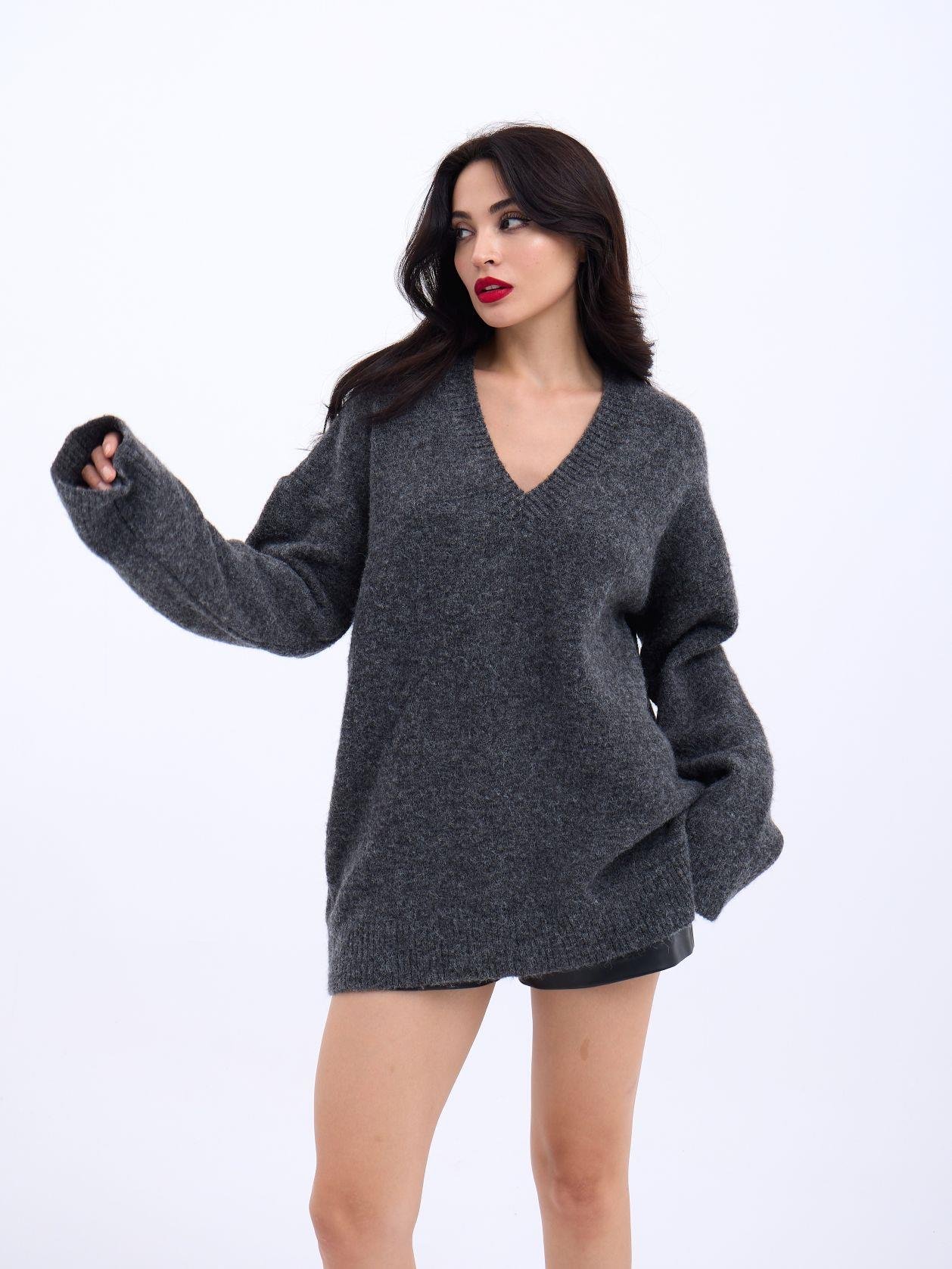 43281 TRİKO V YAKA SALAŞ-ANTRASİT