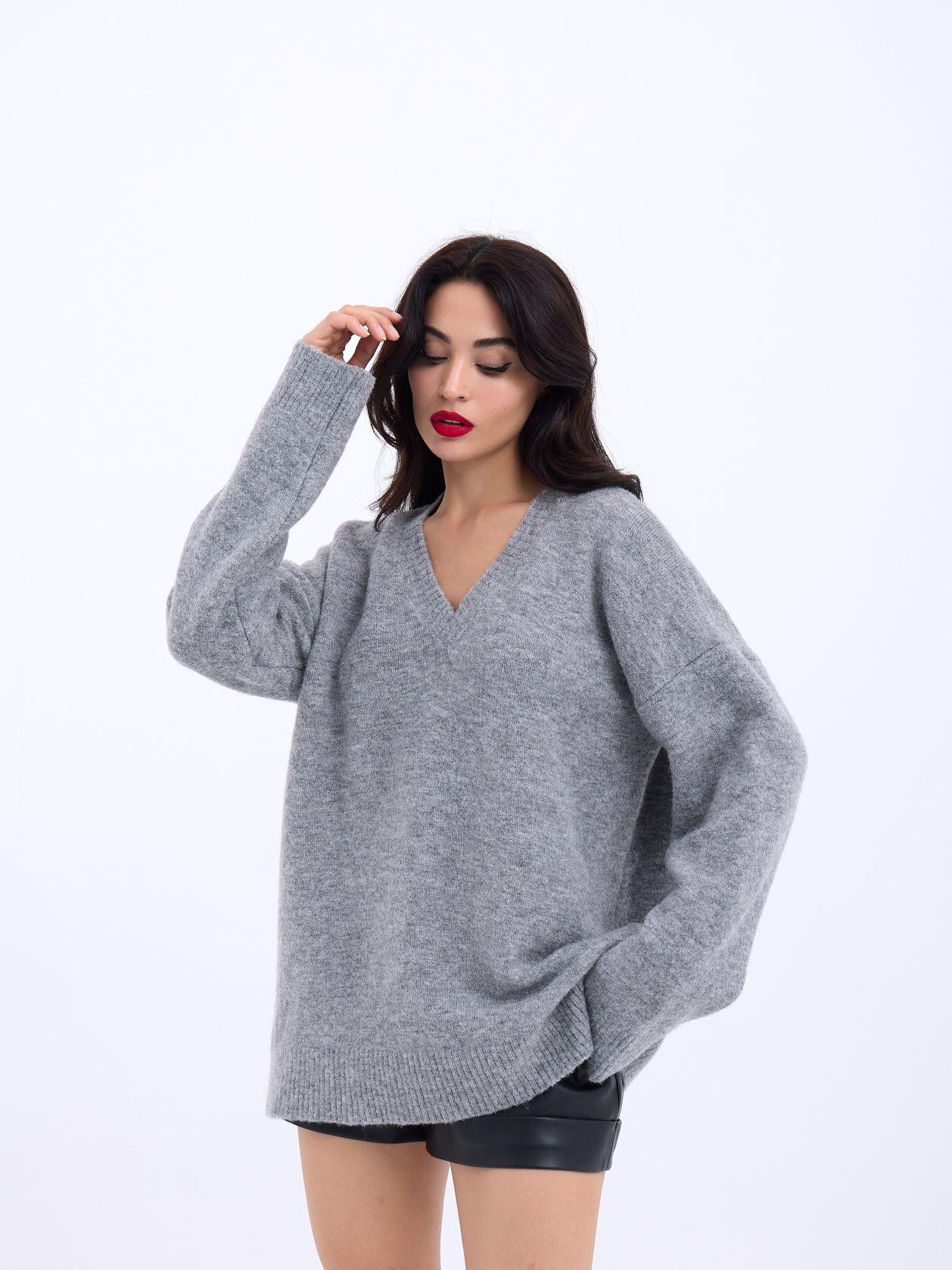 43281 TRİKO V YAKA SALAŞ-GRİ