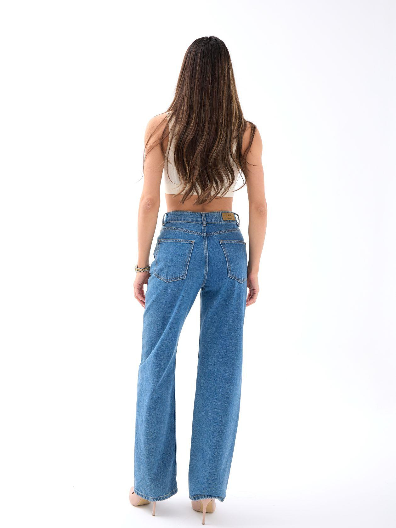 5171 DENİM BUTTONED WIDE KEG-MAVİ