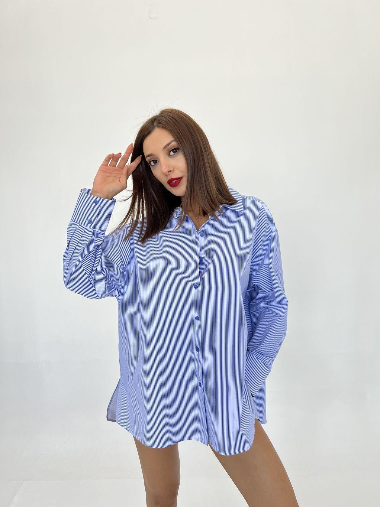 5464 GÖMLEK-MAVİ BEYAZ ÇİZGİLİ