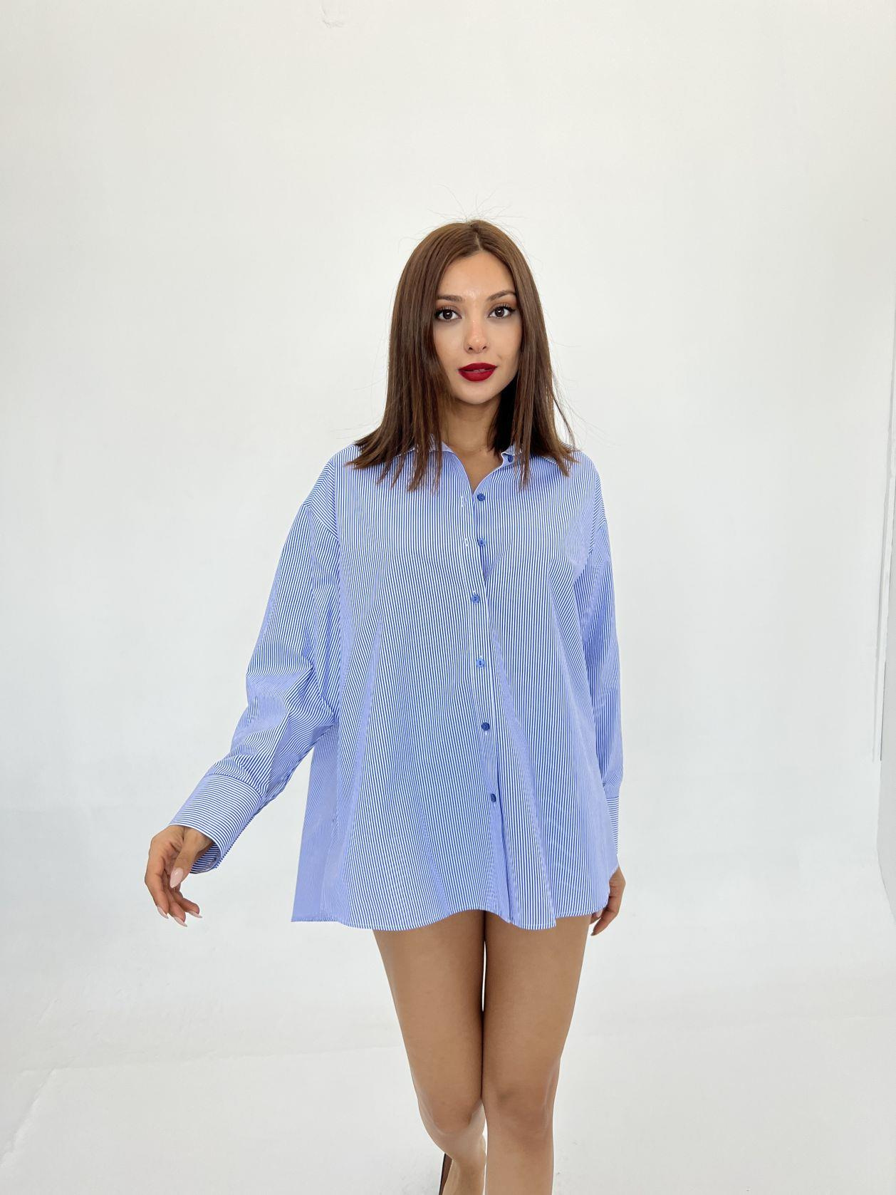 5464 GÖMLEK-MAVİ BEYAZ ÇİZGİLİ