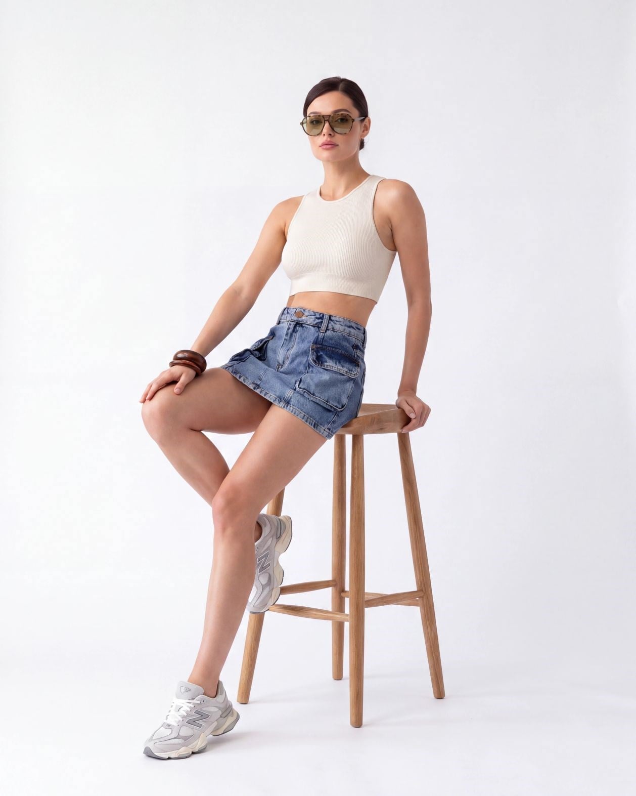 6458 DENİM LOW WAIST SKIRT-MAVİ