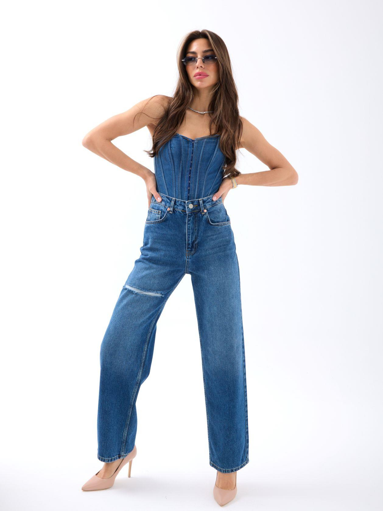 6491 DENİM WIDE LEG-MAVİ