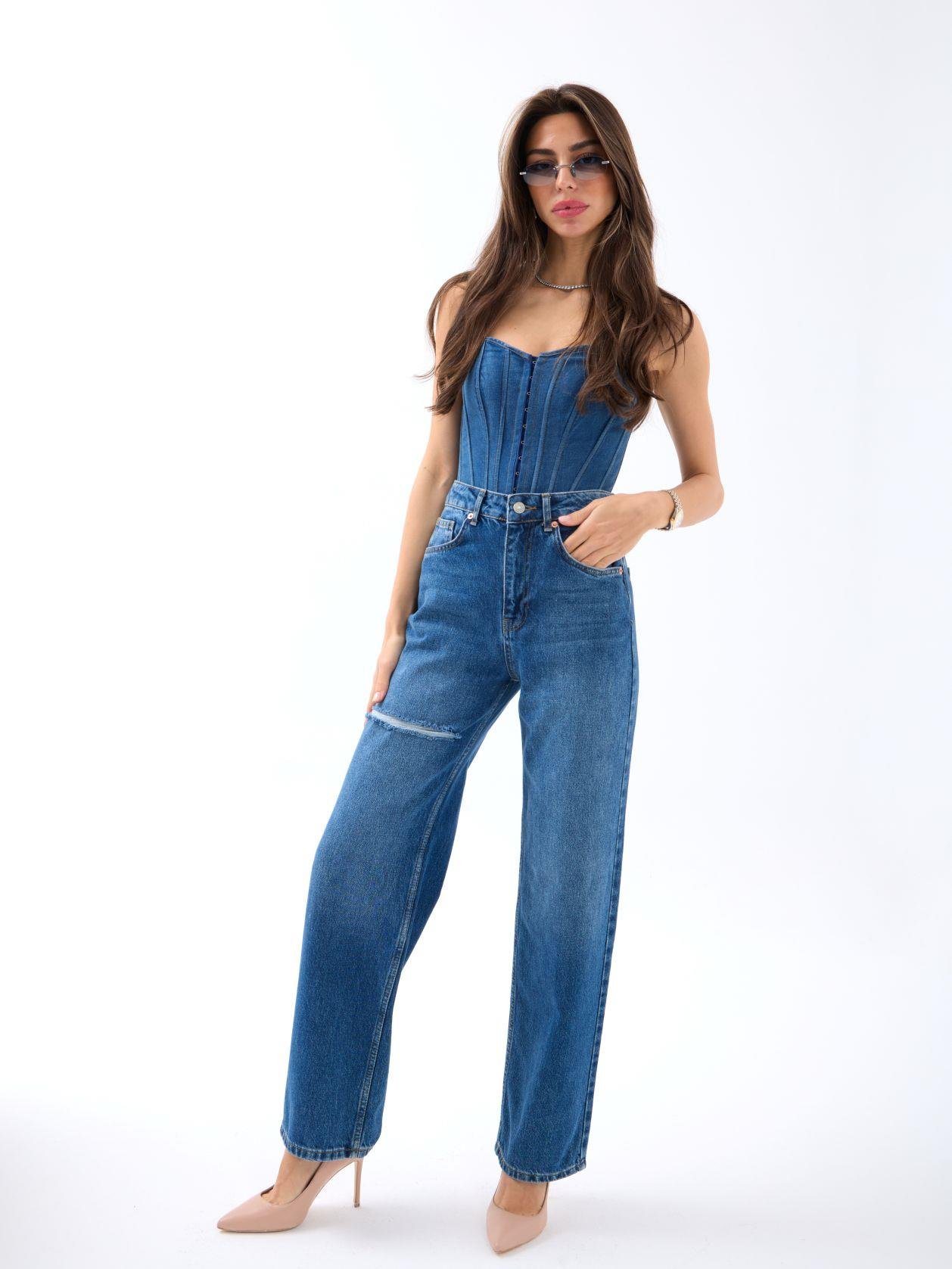 6491 DENİM WIDE LEG-MAVİ