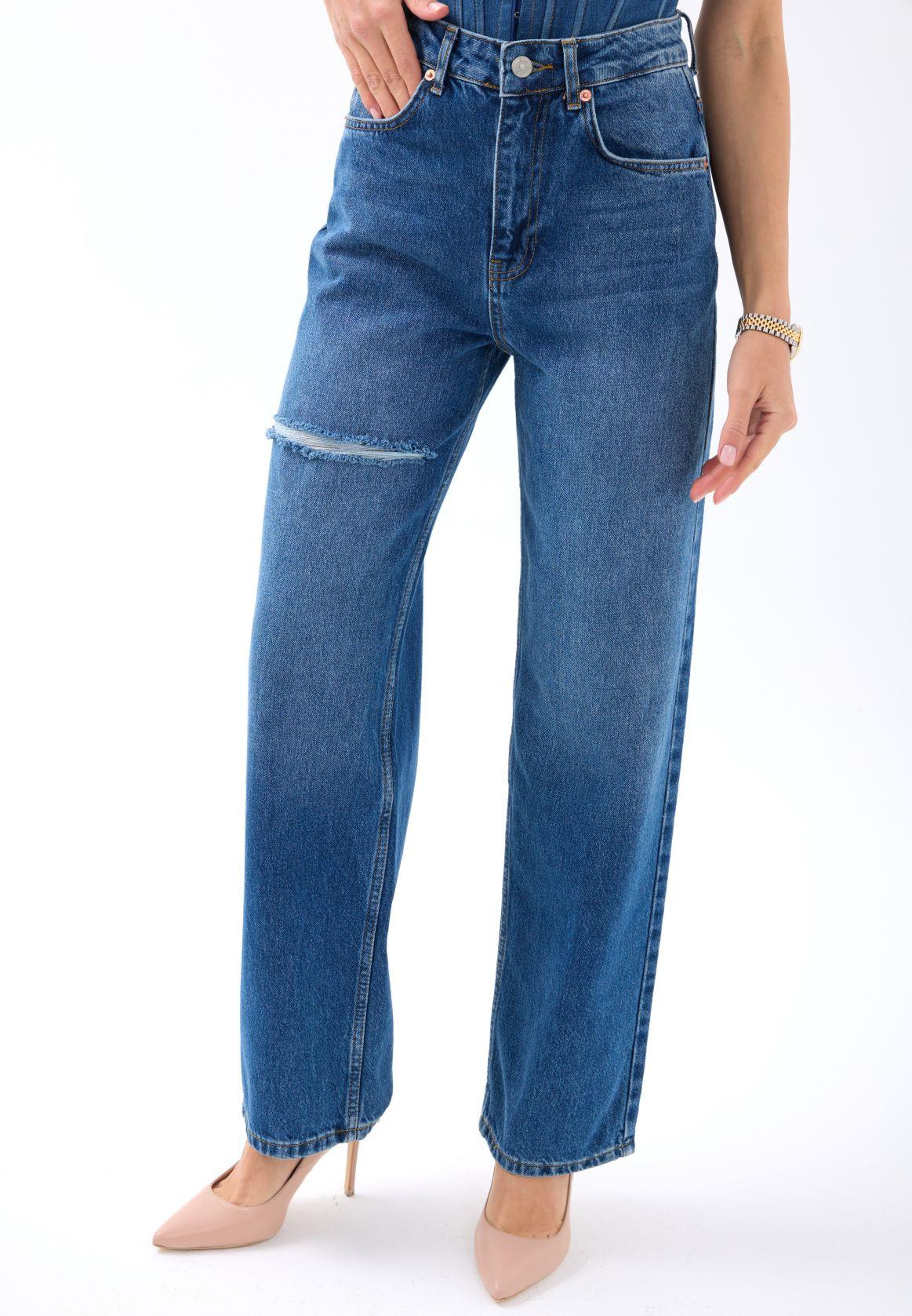 6491 DENİM WIDE LEG-MAVİ