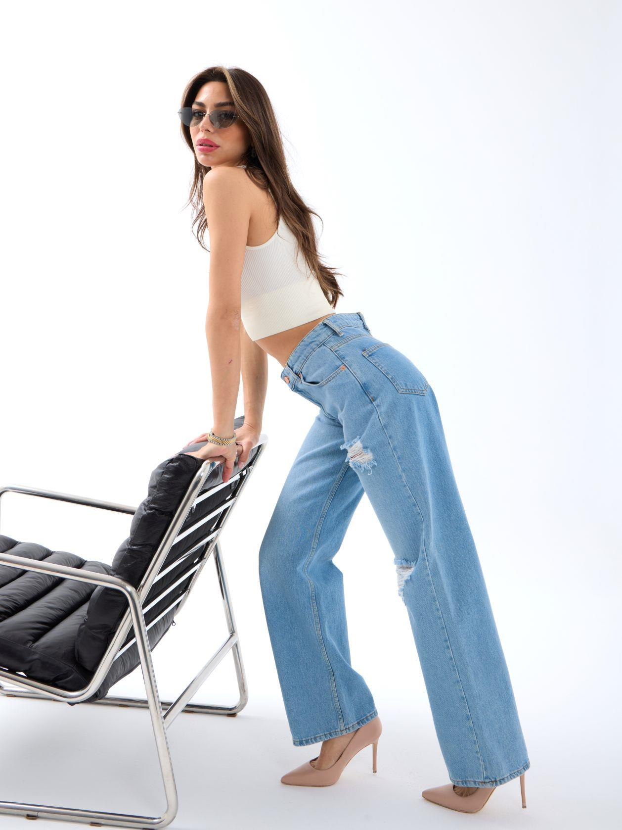 6796 DENİM LOW WAİST BOO-MAVİ