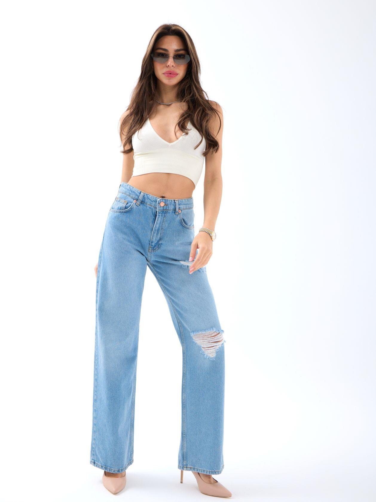 6796 DENİM LOW WAİST BOO-MAVİ