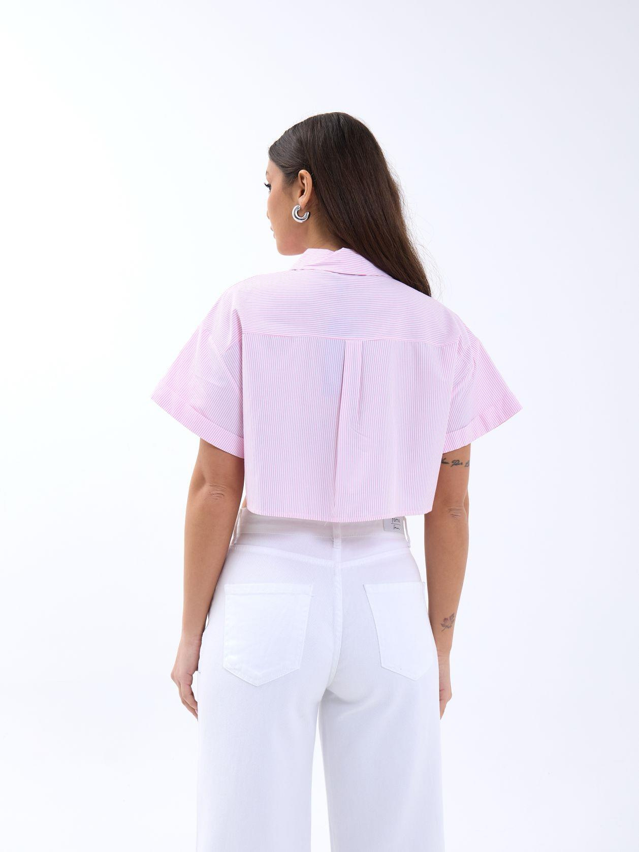 6882 BLUZ-PEMBE ÇİZGİLİ