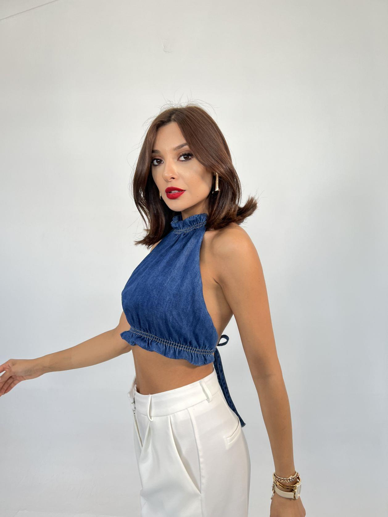 6995 KOT BLUZ-MAVİ