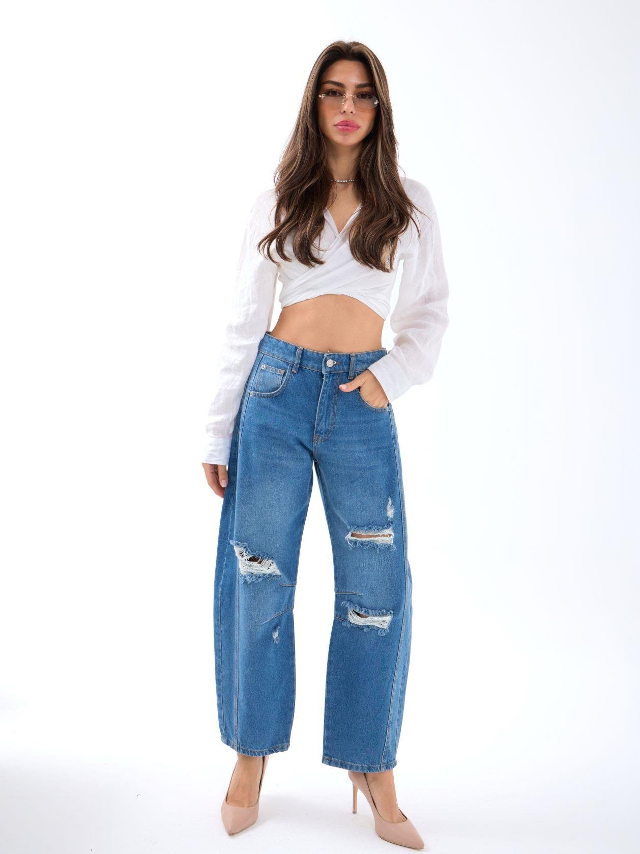 7086 KOT PANTOLON-MAVİ