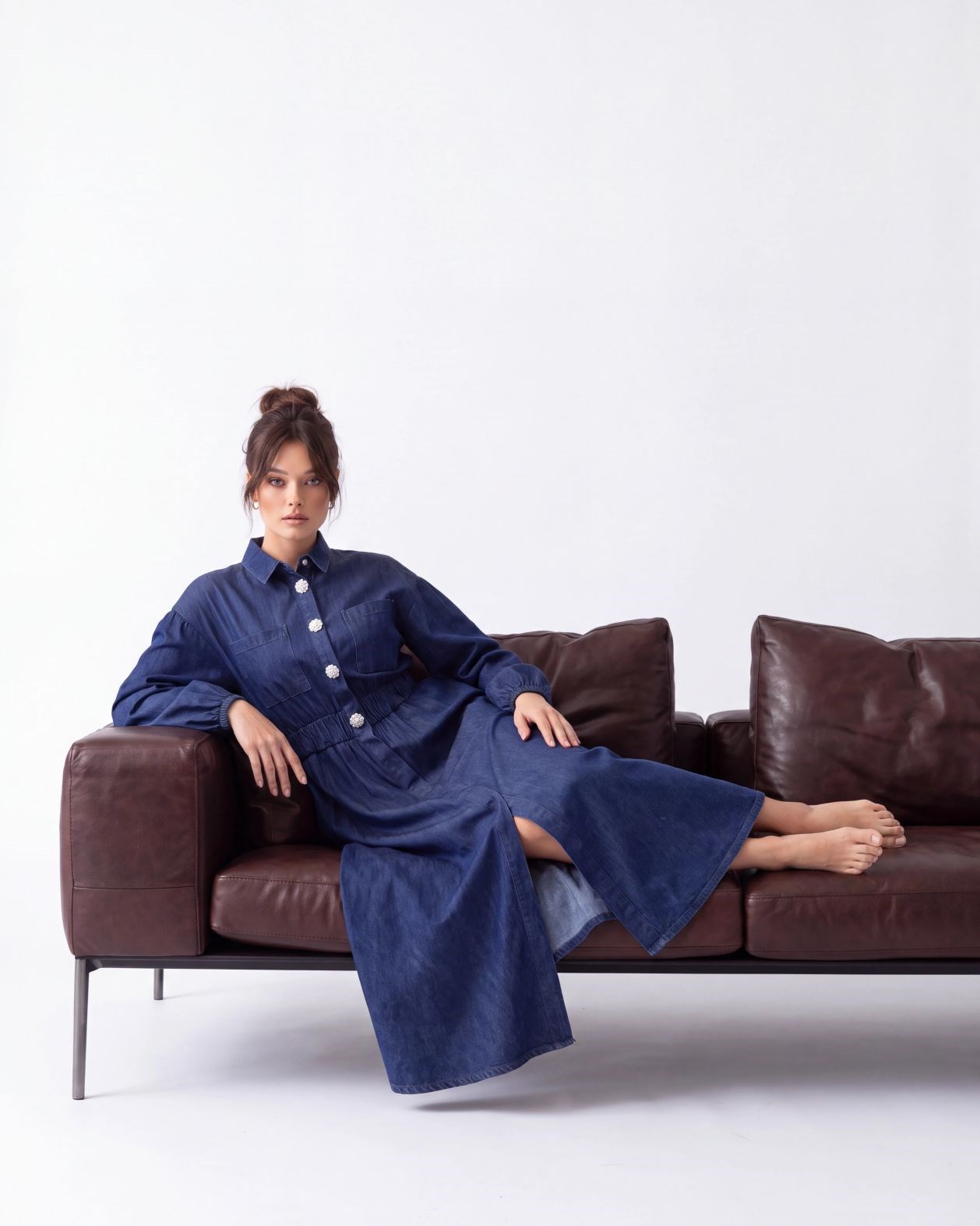 7107 KOT ELBİSE-MAVİ