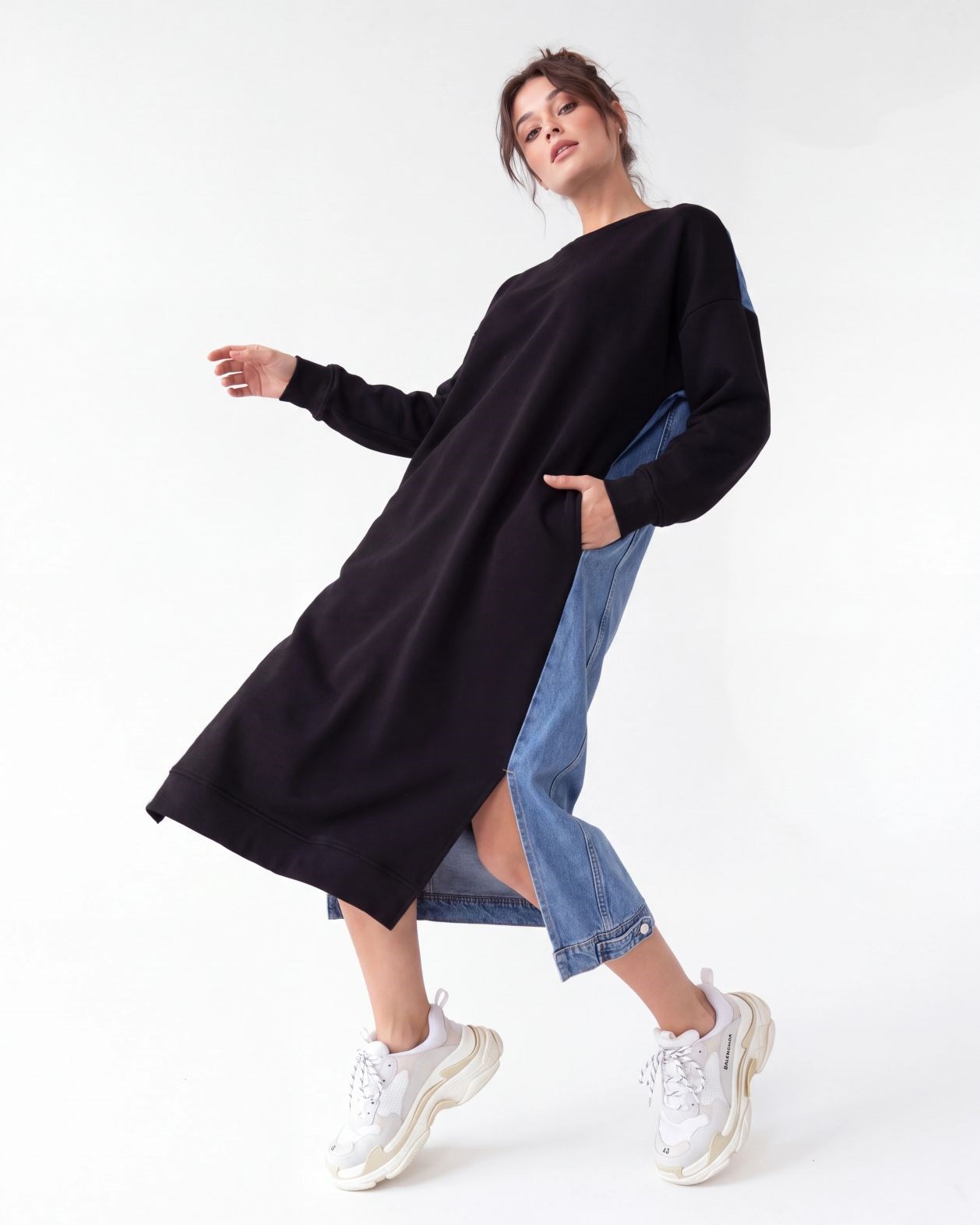 7194 UZUN SWEAT-SİYAH