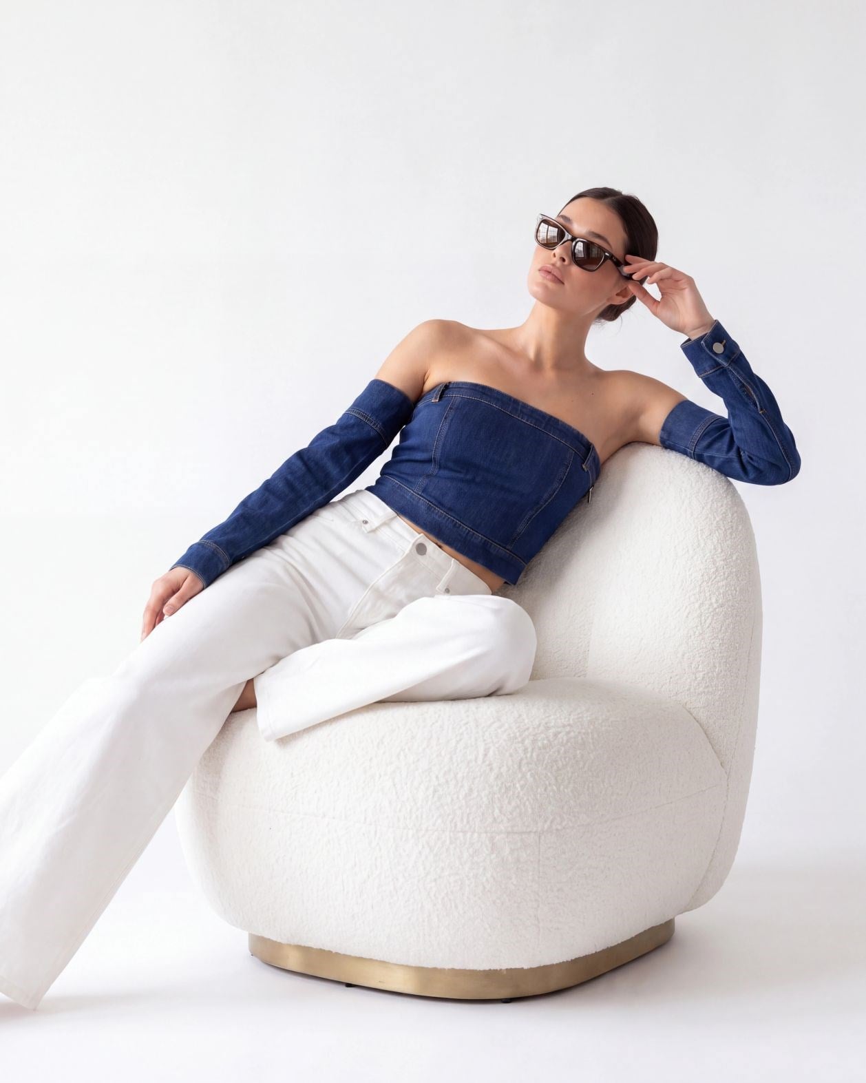 7357 KOT CROP-MAVİ