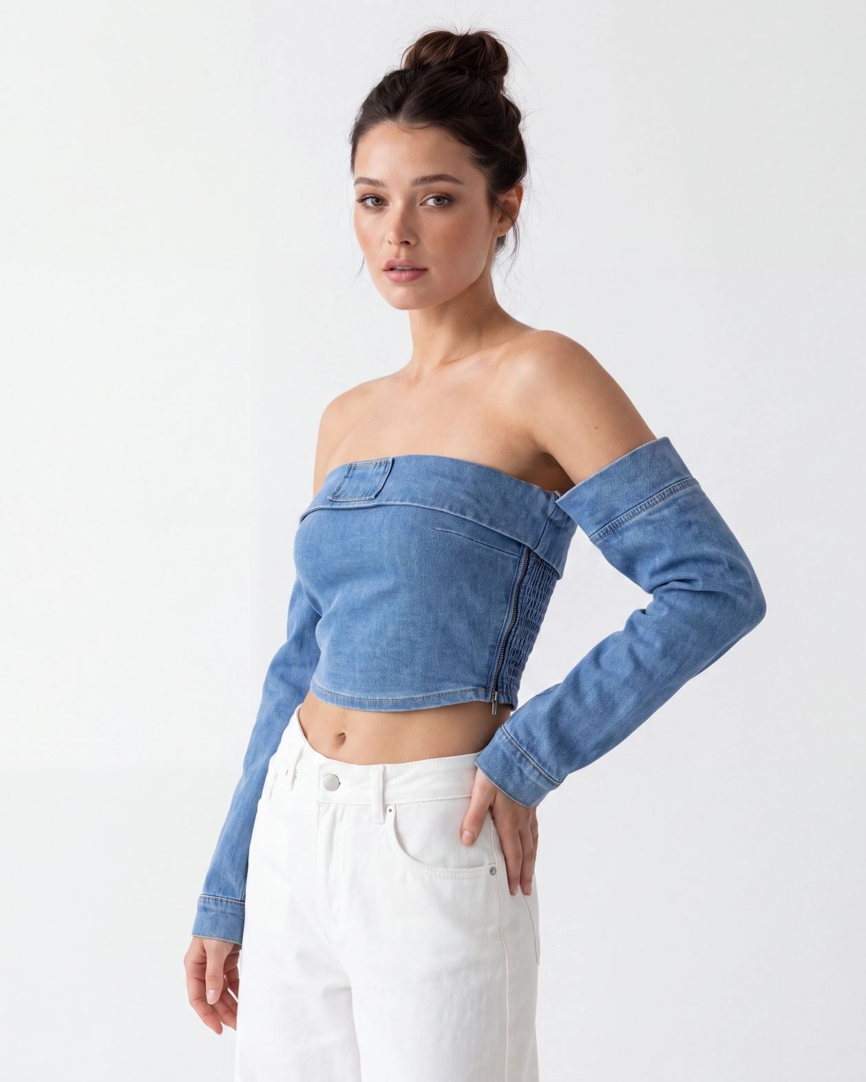 7358 KOT BLUZ-MAVİ