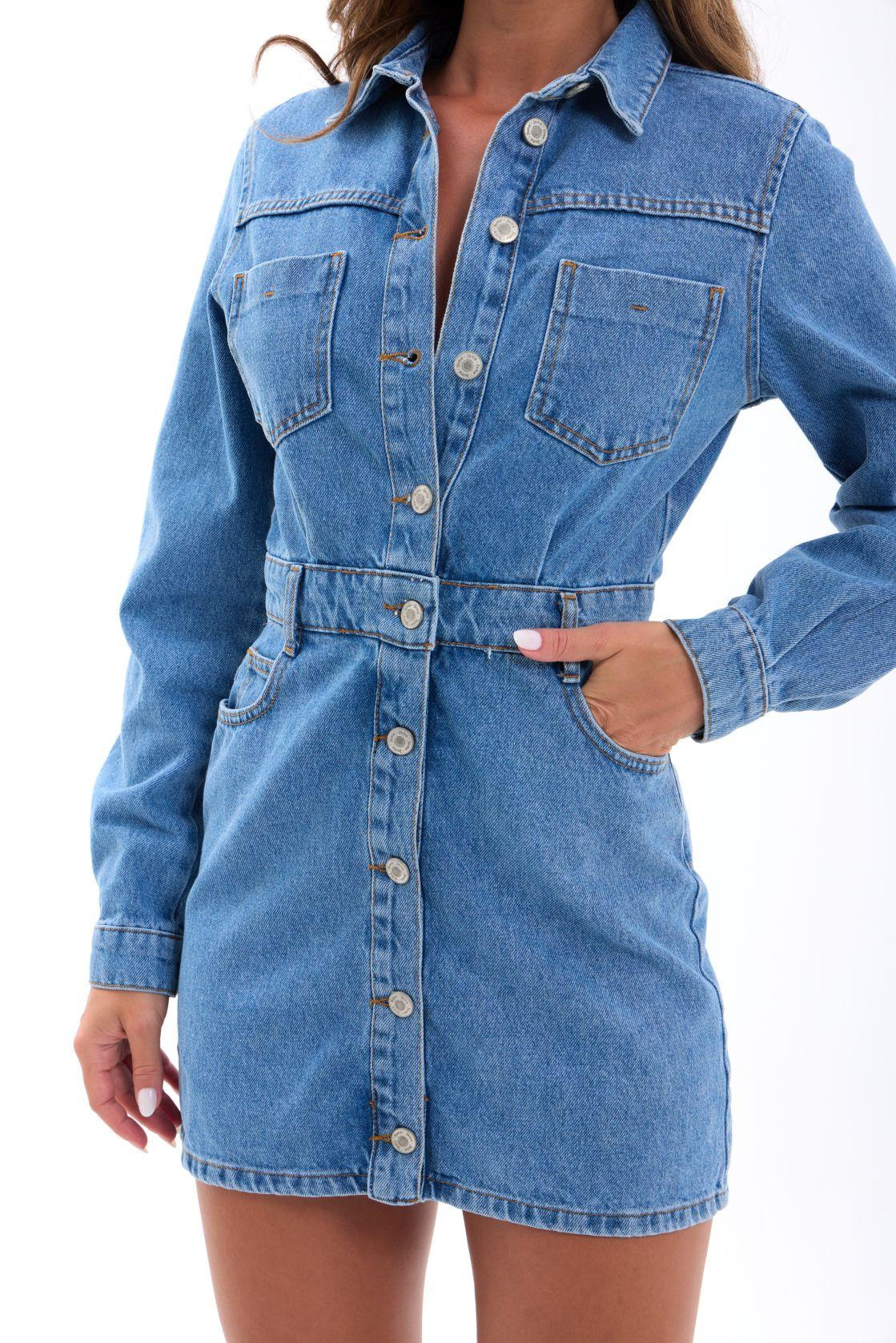 7443 KOT ELBİSE-MAVİ