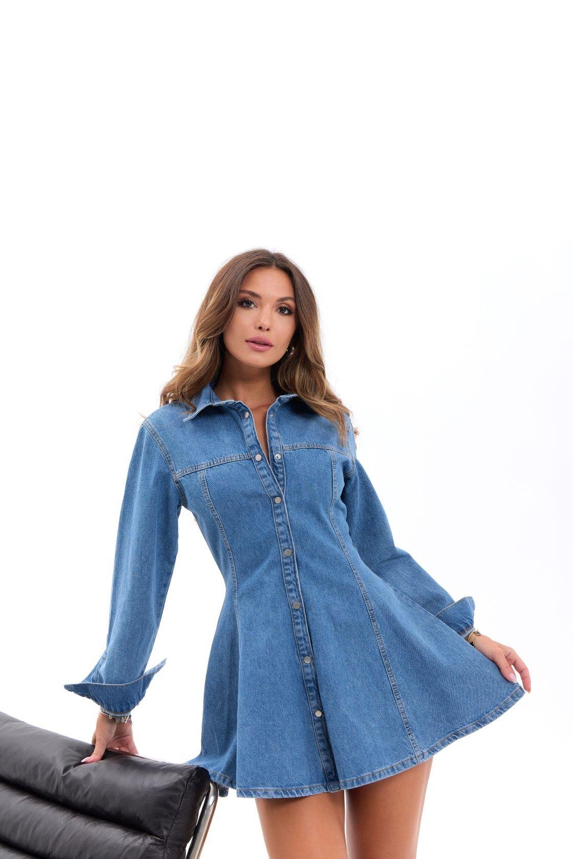 7487 KOT ELBİSE-MAVİ