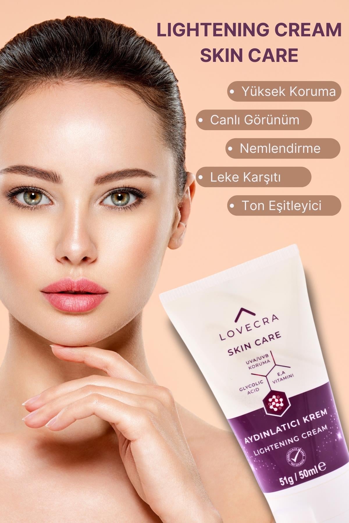 Aydınlatıcı Krem Glycolic Asit E & A Vitamini Aydınlatıcı Beyazlatıcı UVA / UVB Leke Karşıtı 50ml