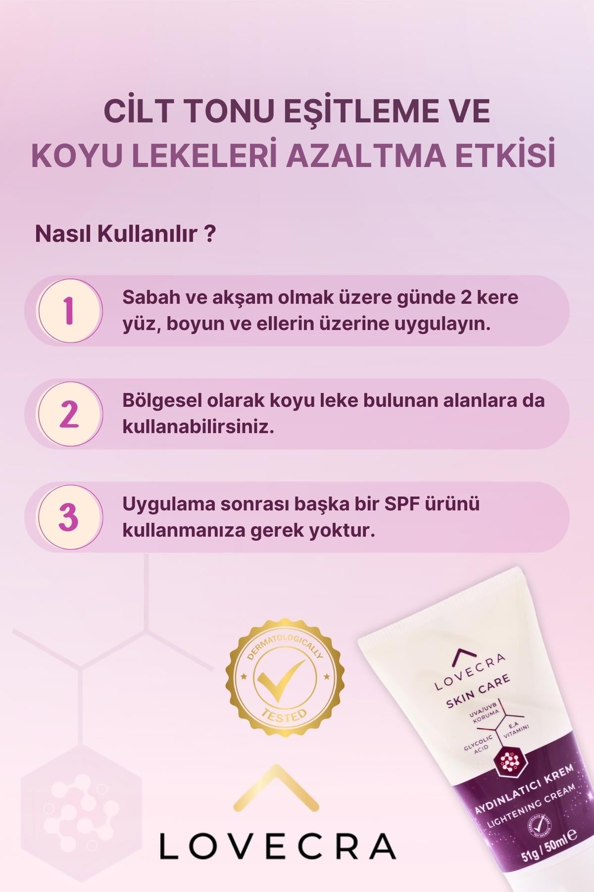 Aydınlatıcı Krem Glycolic Asit E & A Vitamini Aydınlatıcı Beyazlatıcı UVA / UVB Leke Karşıtı 50ml