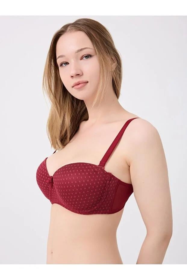 Blera Model Double Push Up Destekli Yumuş Dokulu Rahat Günlük Sütyen Bordo Renk