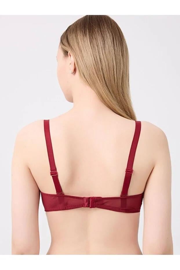 Blera Model Double Push Up Destekli Yumuş Dokulu Rahat Günlük Sütyen Bordo Renk