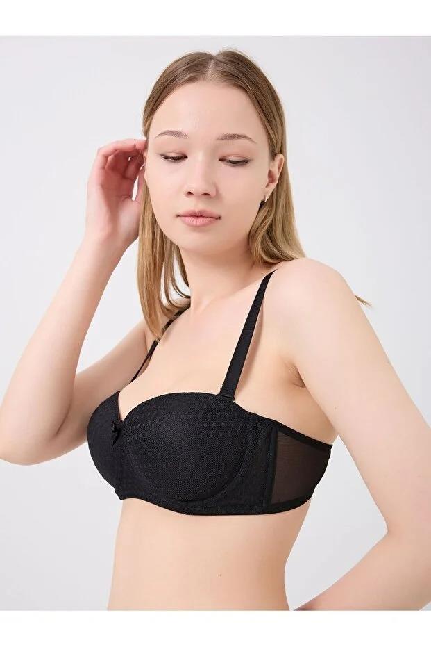 Blera Model Double Push Up Destekli Yumuş Dokulu Rahat Günlük Sütyen Siyah Renk
