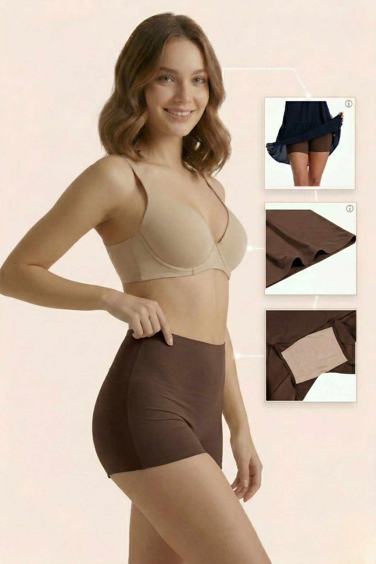 Carigna Model Toparlayıcı Ve Sıkılaştırıcı Lazer Kesim Iz Yapmaz Toparlayıcı Boxer Kahve Renk