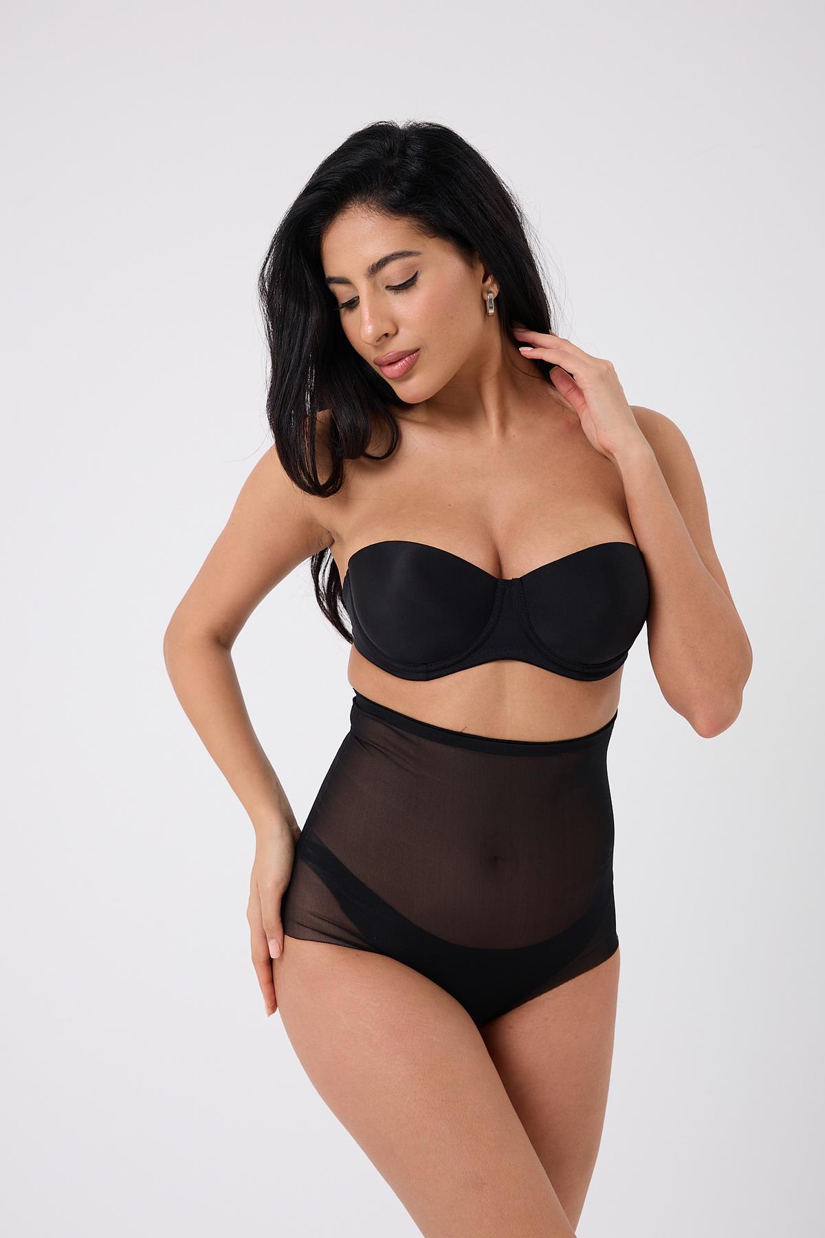 Formia Model Yüksek Bel Transpran Model Sıkılaştırıcı Ve Toparlayıcı Etkili Slip Korse Siyah Renk