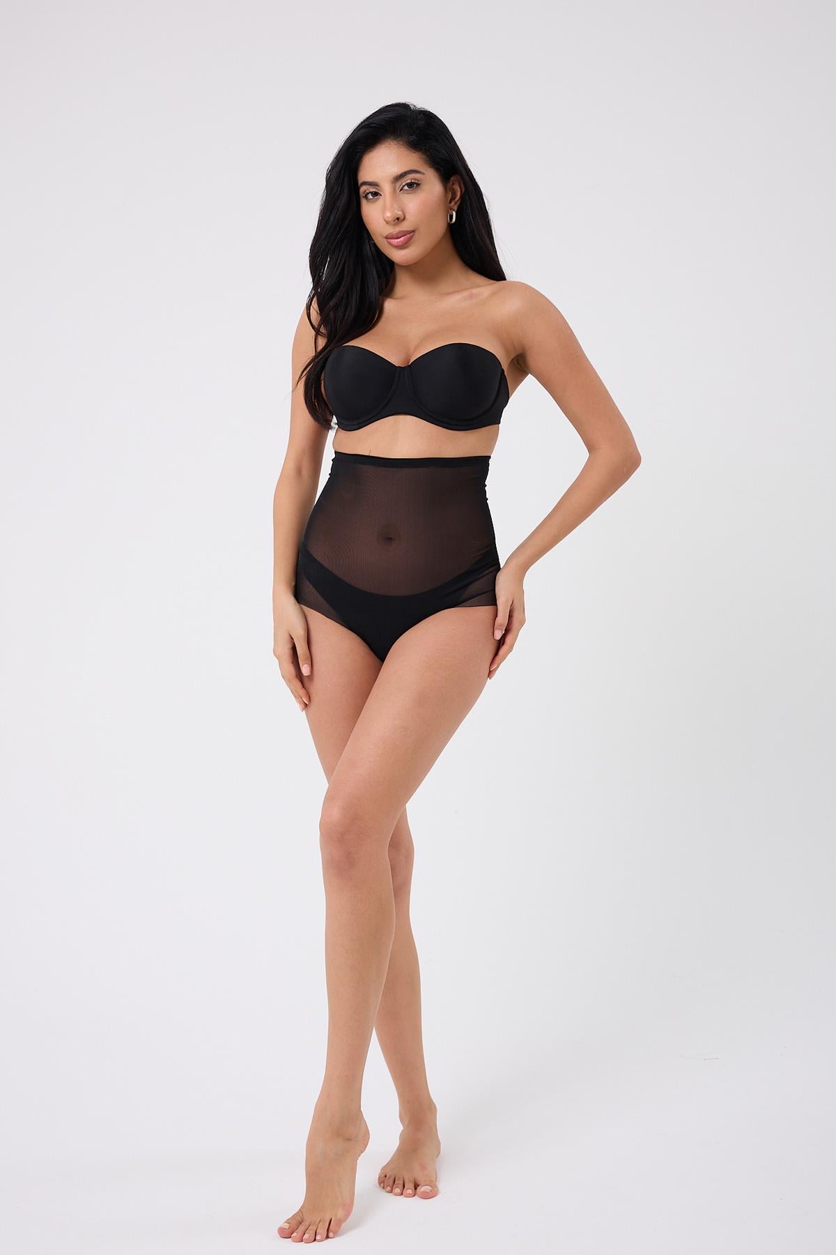 Formia Model Yüksek Bel Transpran Model Sıkılaştırıcı Ve Toparlayıcı Etkili Slip Korse Siyah Renk