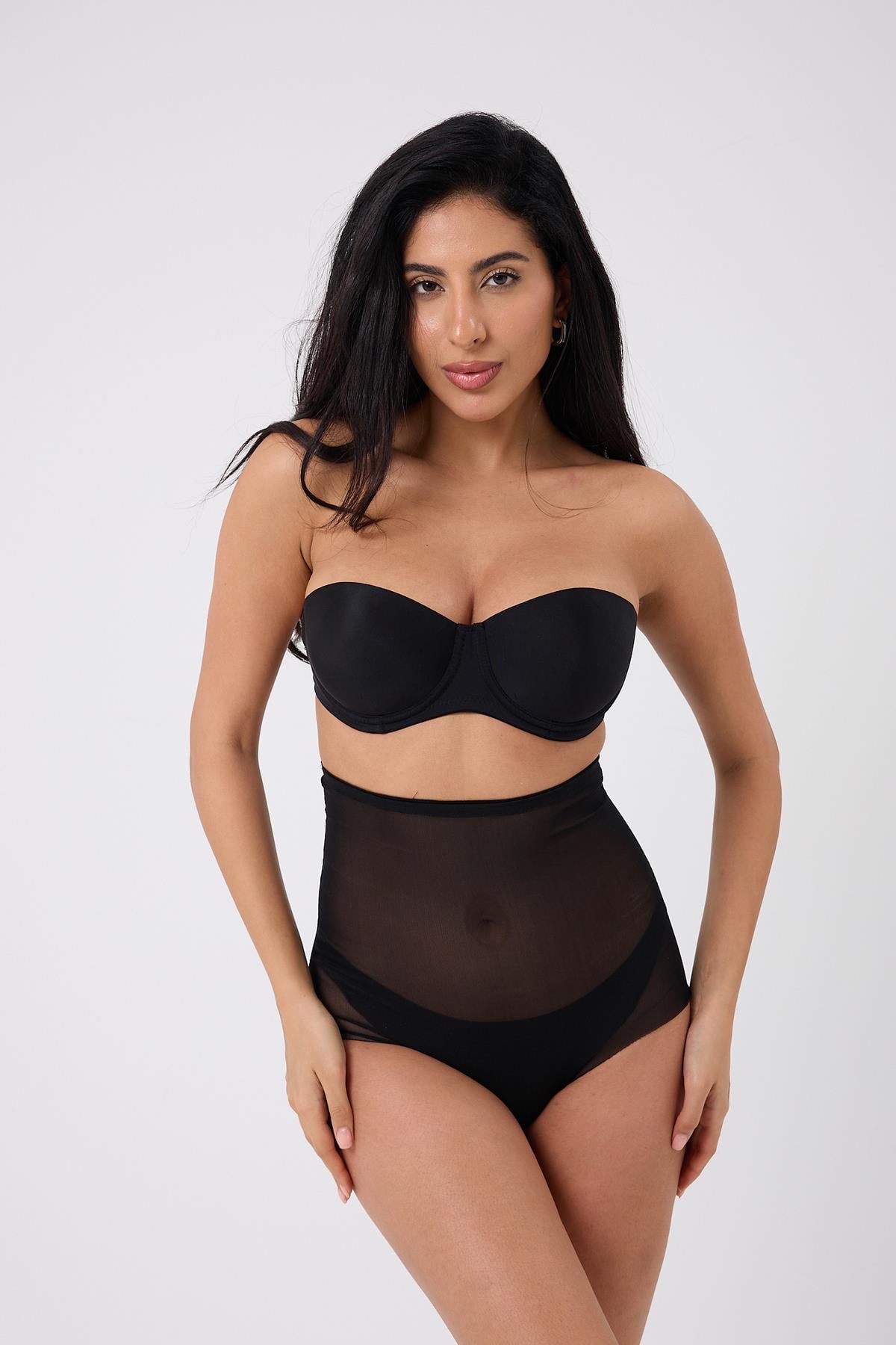 Formia Model Yüksek Bel Transpran Model Sıkılaştırıcı Ve Toparlayıcı Etkili Slip Korse Siyah Renk