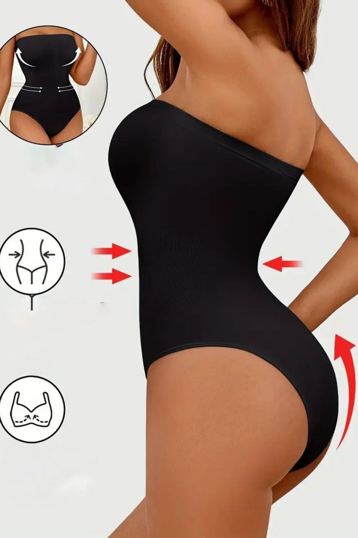 Fossini Model Sıkılaştırıcı Ve Etkili Alttan Çıtçıtlı Askısız Body Siyah Renk