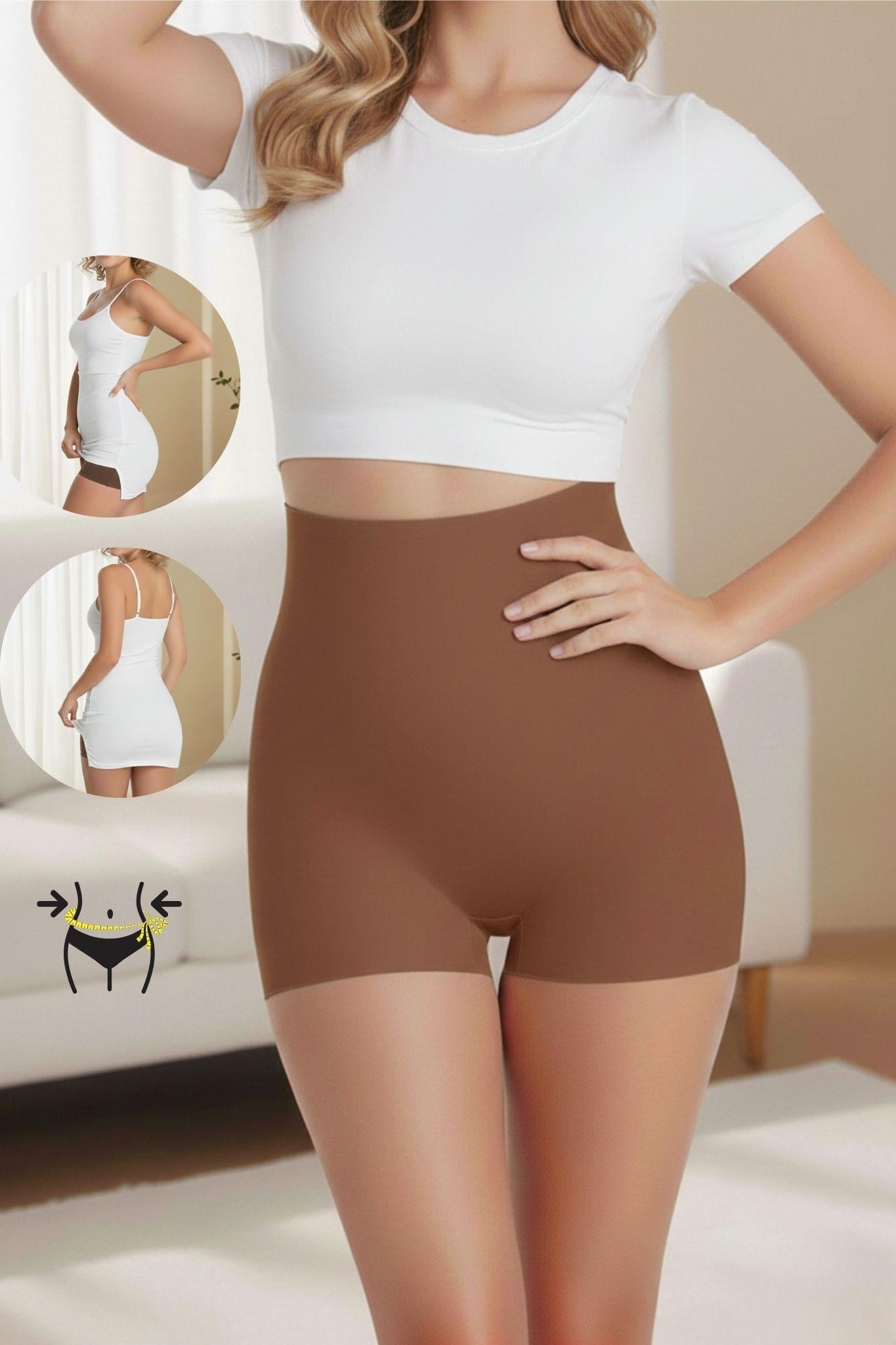Gretola Model Toparlayıcı Yüksek Bel Lazer Boxer Korse Kahve Renk