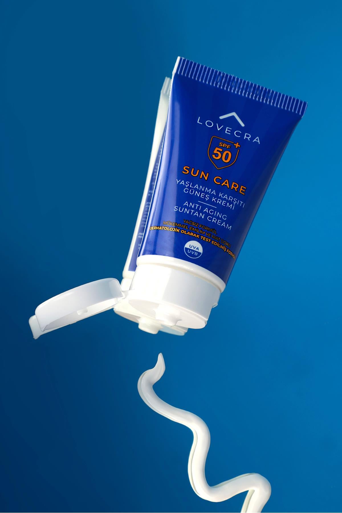 GÜNEŞ KREMİ SPF 50+ Yüksek UVA/UVB Koruma Yağsız Yaşlanma ve Leke Karşıtı Yüz Kremi 50ml